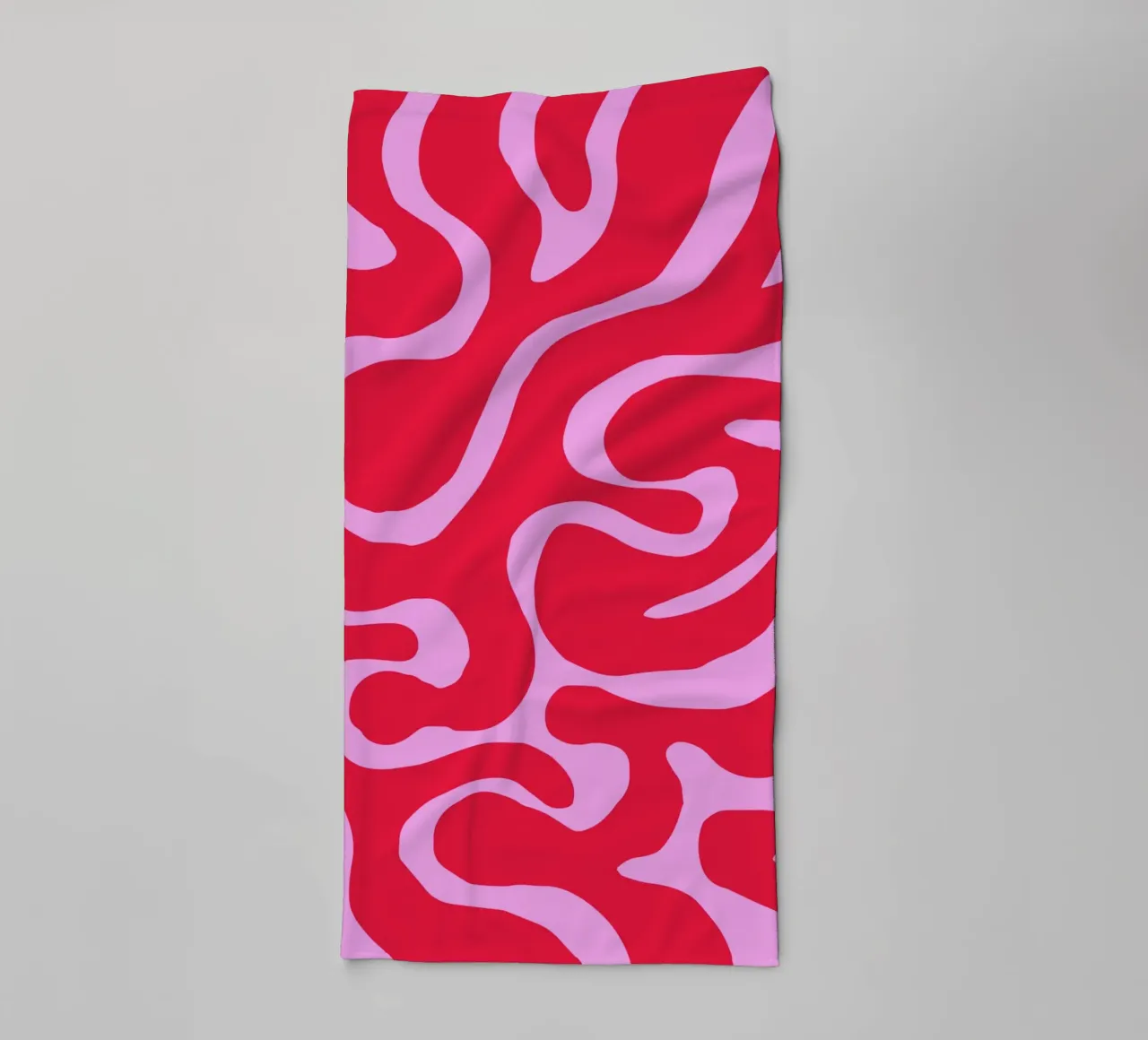 Psychedelic Red and Pink Abstract Wave Pattern towel by The Art Club