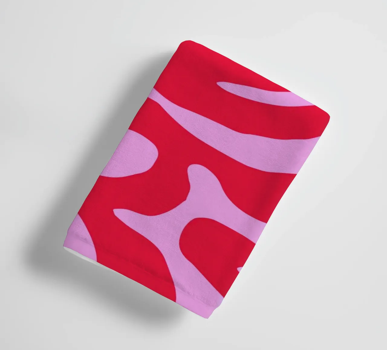 Psychedelic Red and Pink Abstract Wave Pattern towel by The Art Club