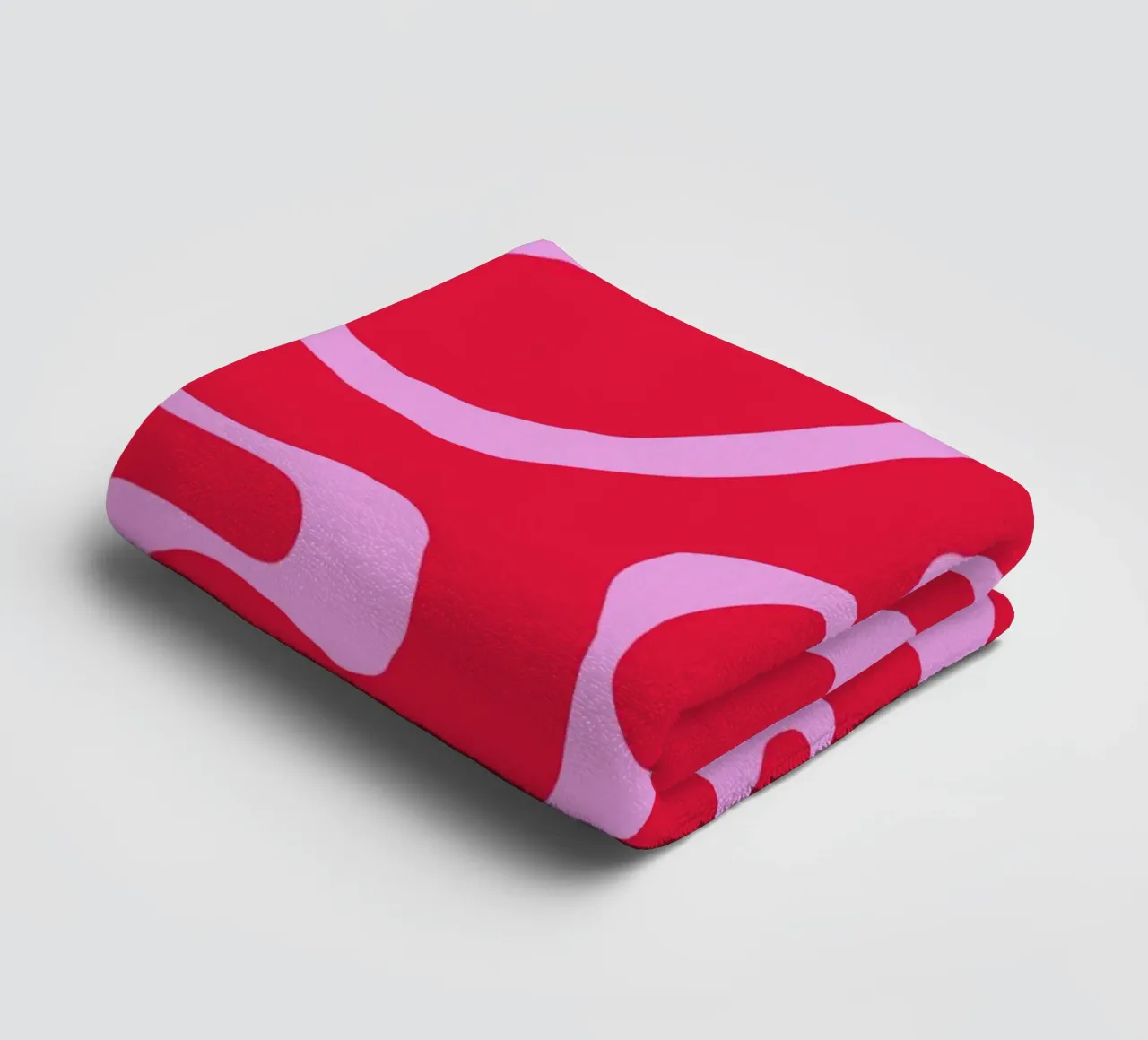 Psychedelic Red and Pink Abstract Wave Pattern towel by The Art Club
