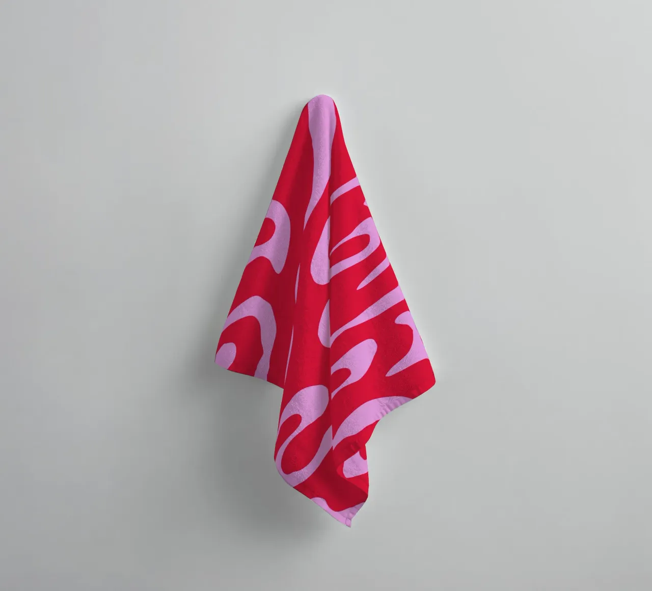 Psychedelic Red and Pink Abstract Wave Pattern towel by The Art Club