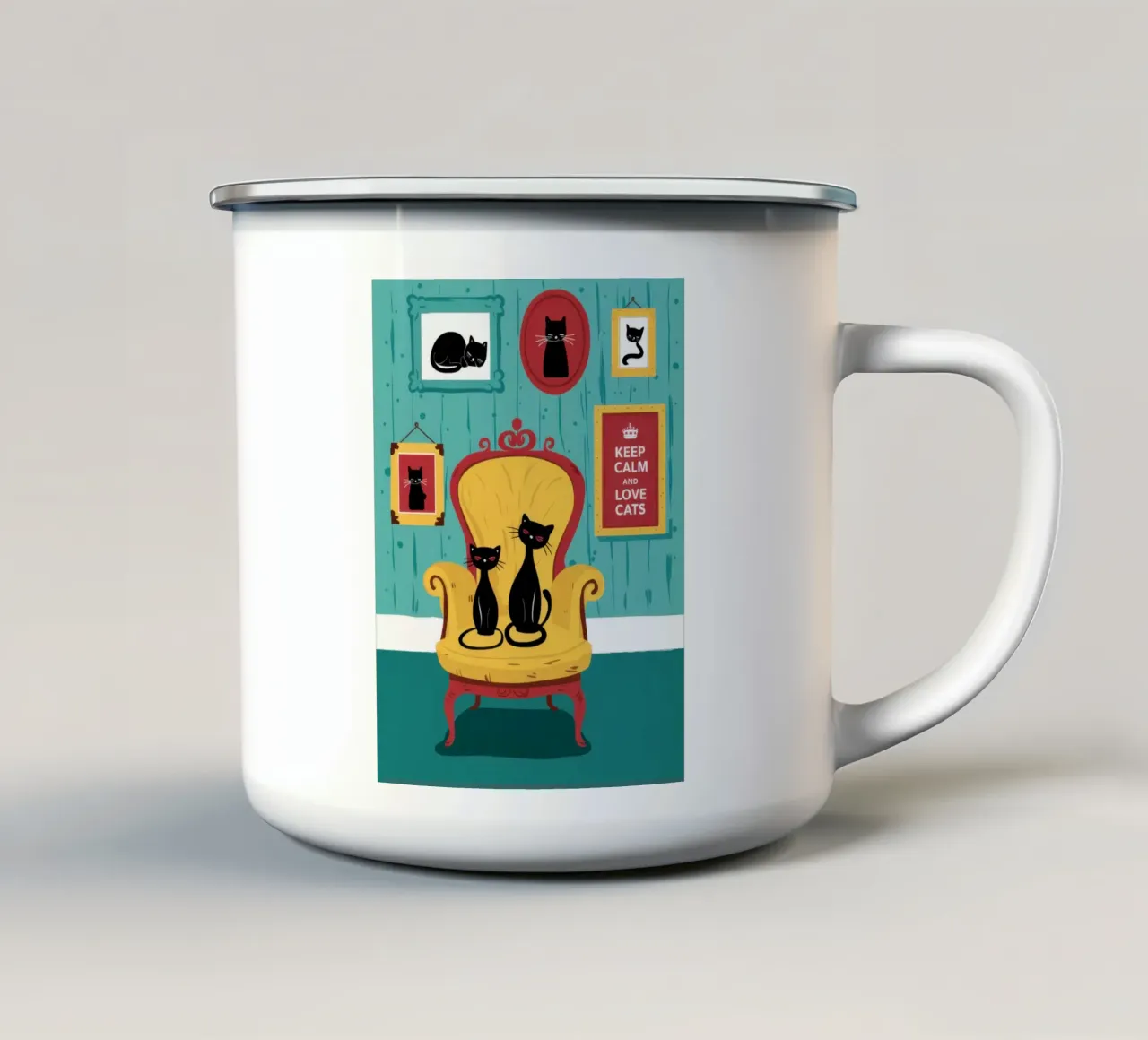 Trono felino regale tazza in smalto da Veil Maya