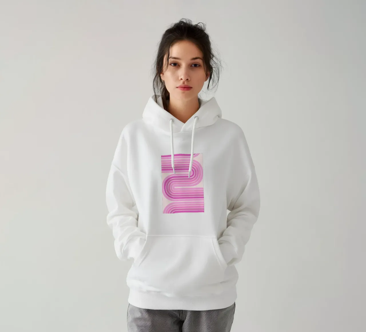Design retrò a linee curve felpa con cappuccio da The Art Club