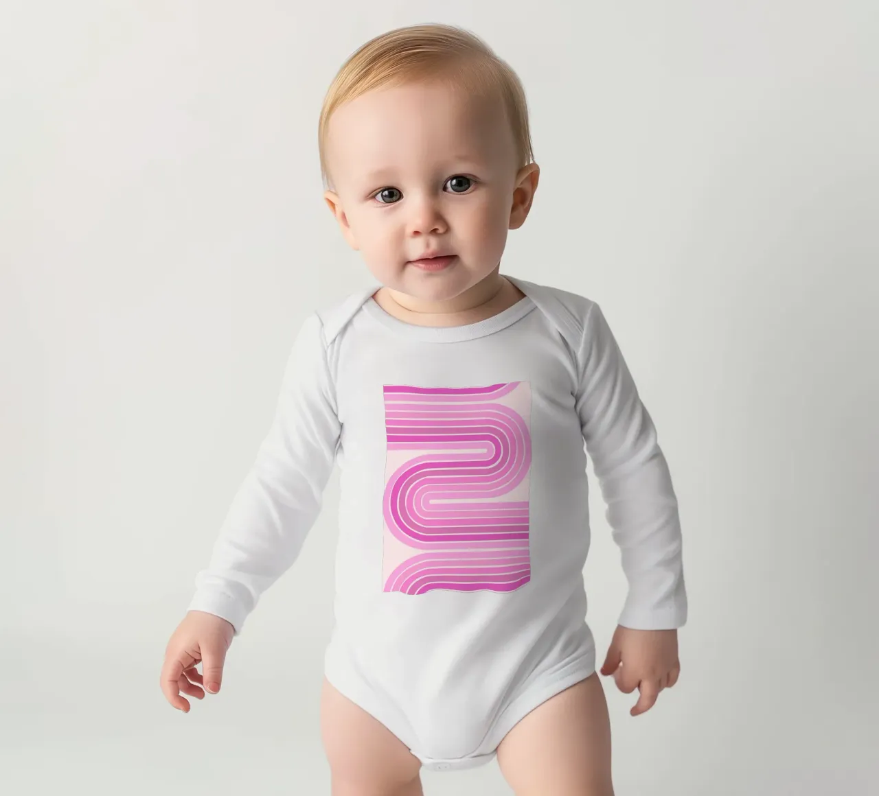 Design retrò a linee curve body neonato maniche lunghe da The Art Club