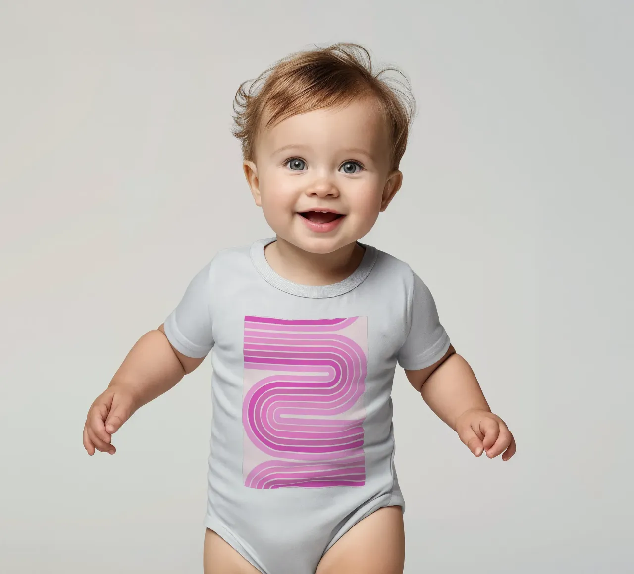 Design retrò a linee curve body neonato maniche corte da The Art Club
