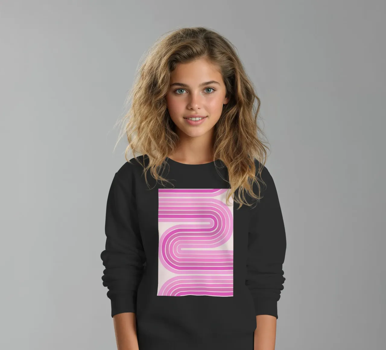 Retro-Schwunglinien-Design Kinder Sweatshirt von The Art Club