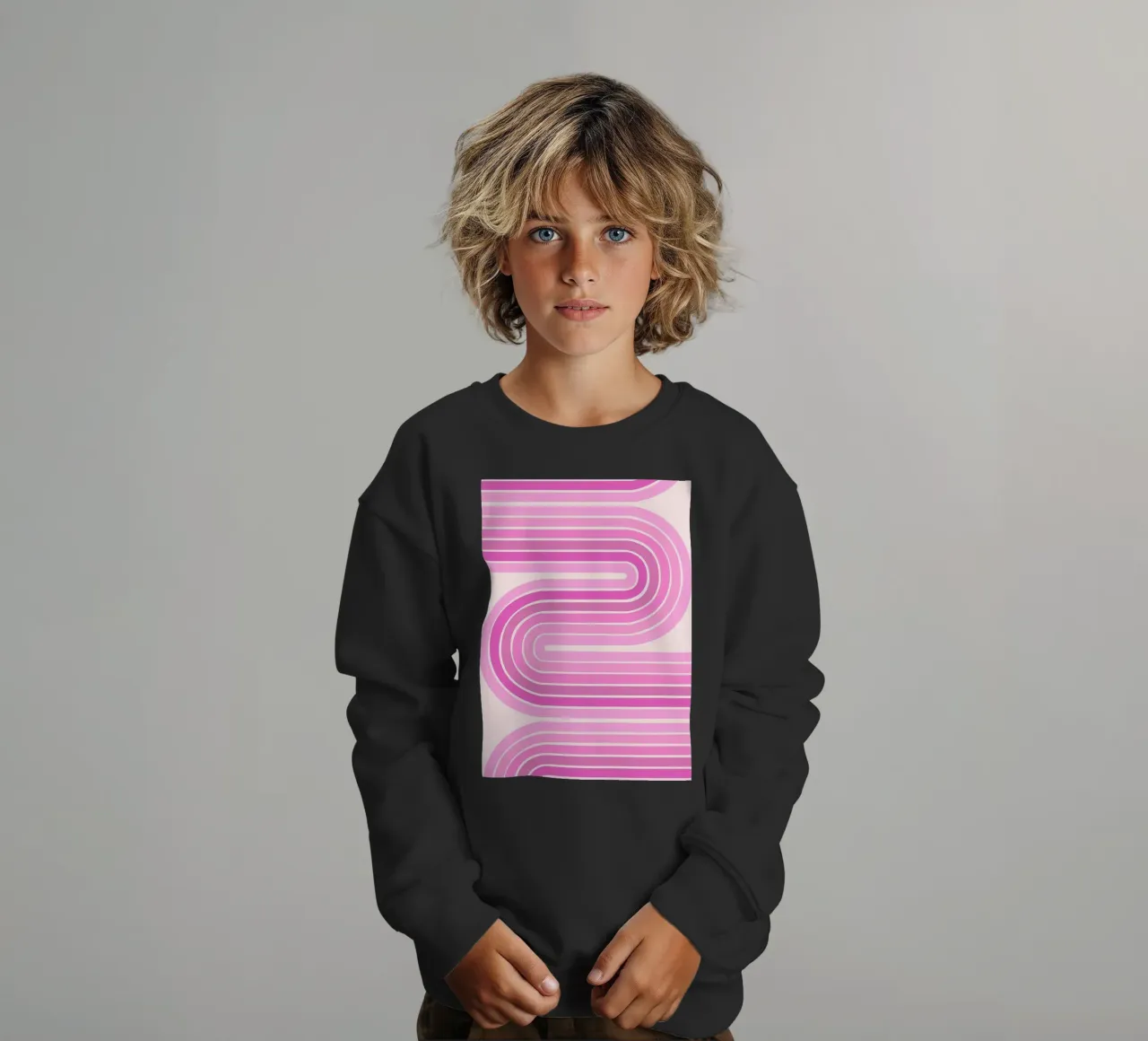 Retro-Schwunglinien-Design Kinder Sweatshirt von The Art Club
