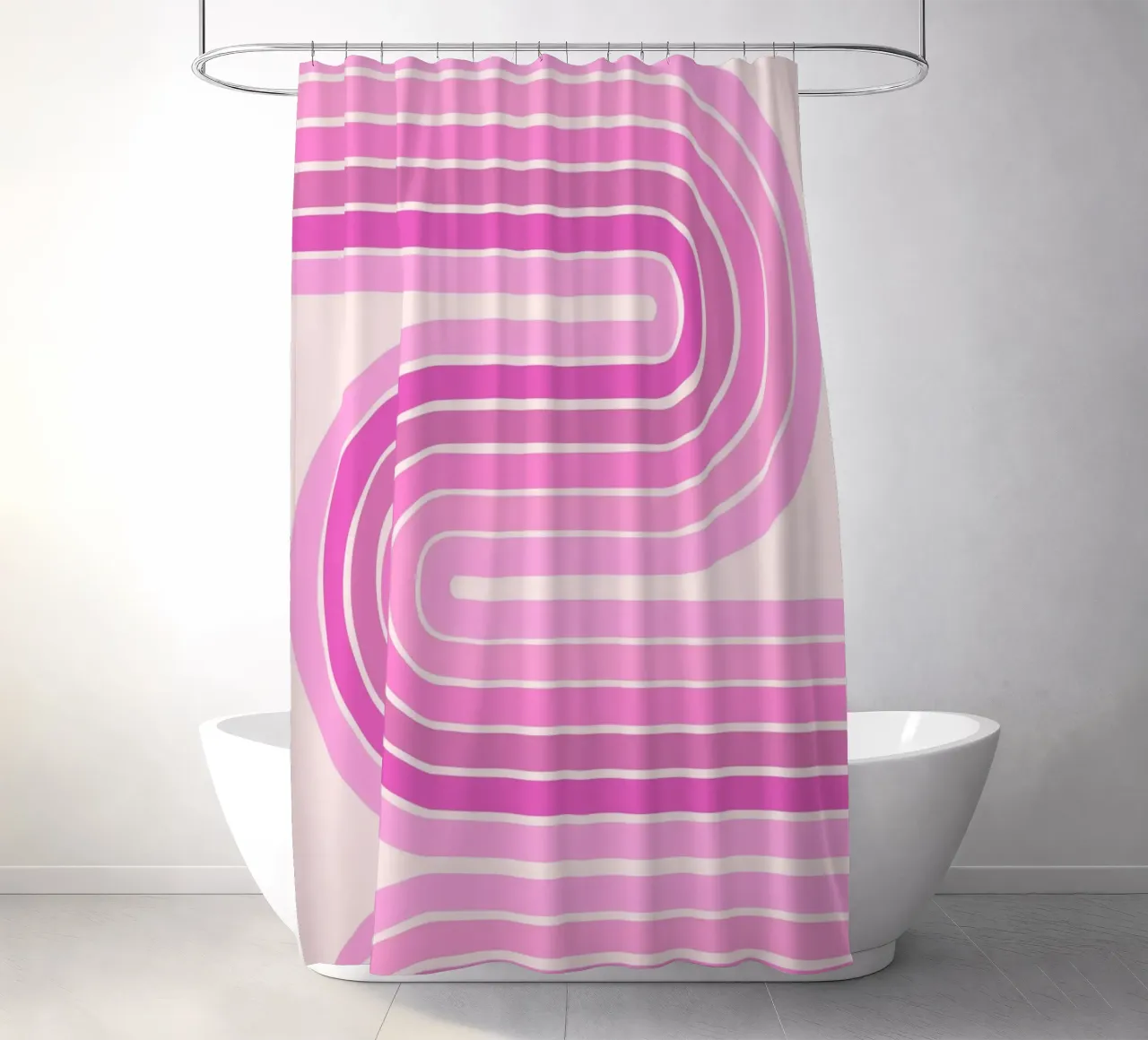 Design retrò a linee curve tenda da doccia da The Art Club