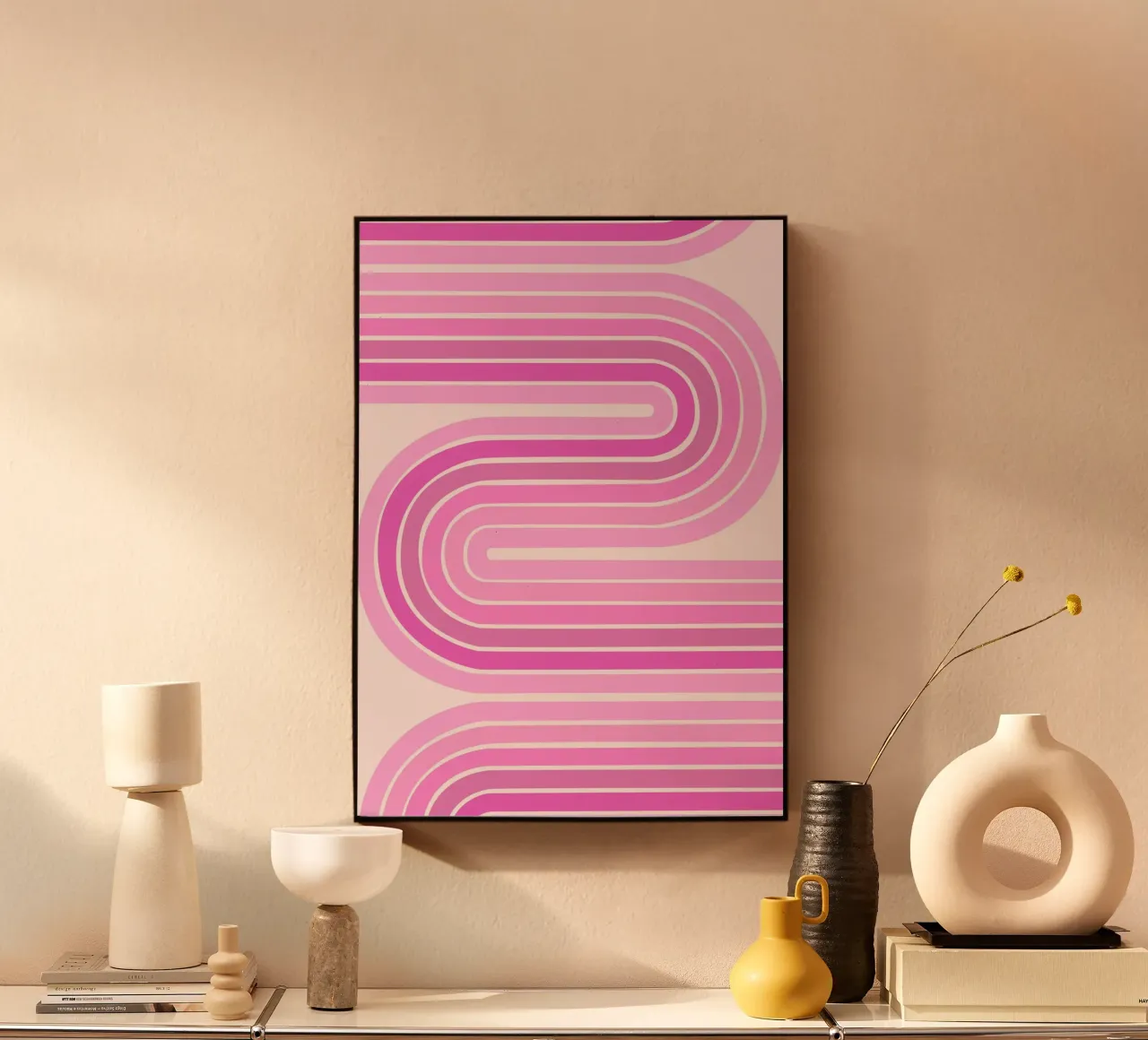 Design retrò a linee curve pannello forex da The Art Club