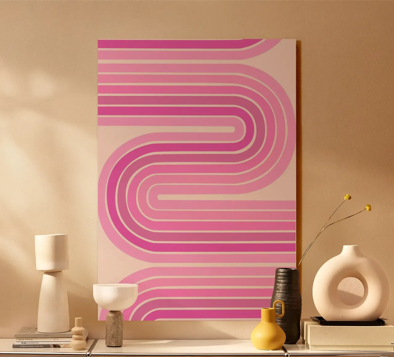 Design retrò a linee curve pannello forex da The Art Club