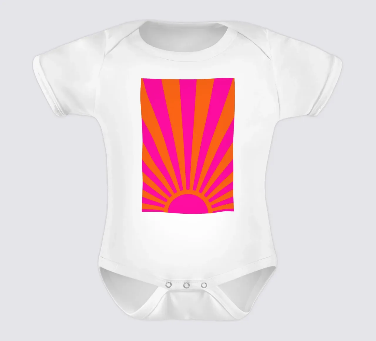 Audace design retrò dell'alba in rosa caldo e arancione body neonato maniche corte da The Art Club