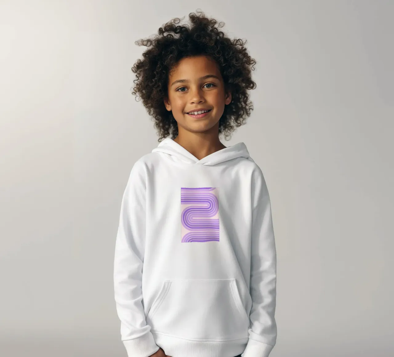 Design retrò a linee curve con estetica minimalista felpa bambino con cappuccio da The Art Club