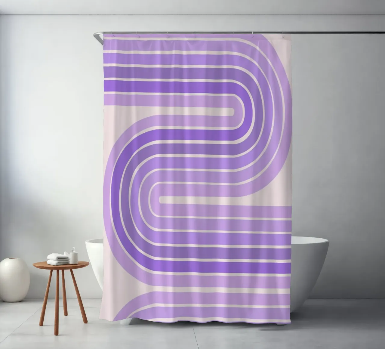 Design retrò a linee curve con estetica minimalista tenda da doccia da The Art Club