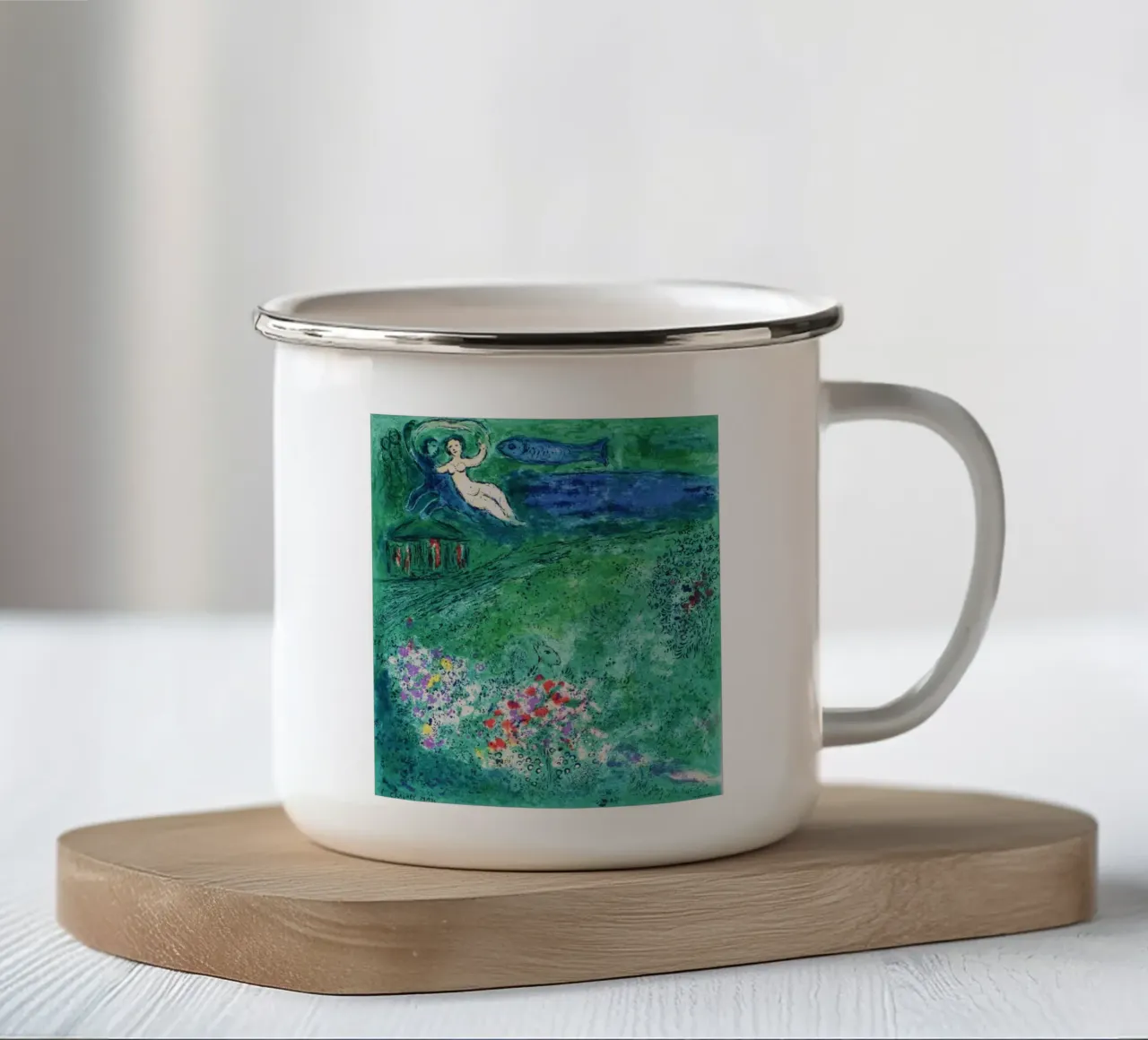 MARC CHAGALL (Dopo) Il frutteto Le verger 1973 tazza in smalto da Noel Franecki