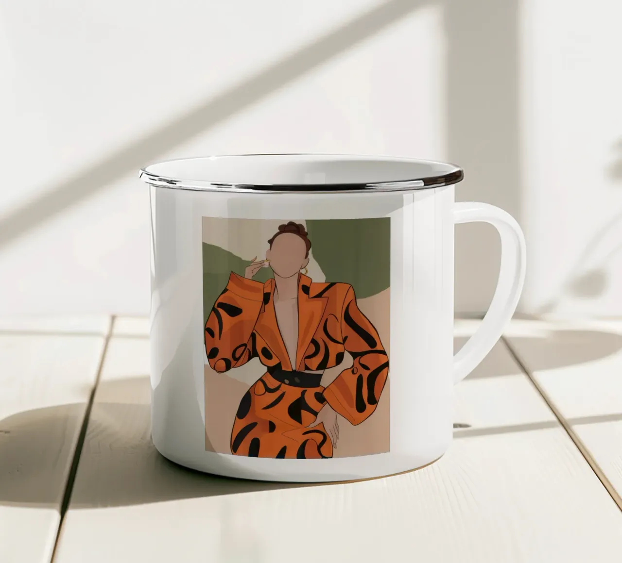 Fierce in stampa tigrata tazza in smalto da Flock Reverie
