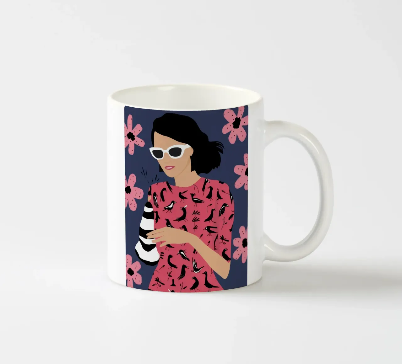 Vogue floreale felino tazza in ceramica da Prism Ritual