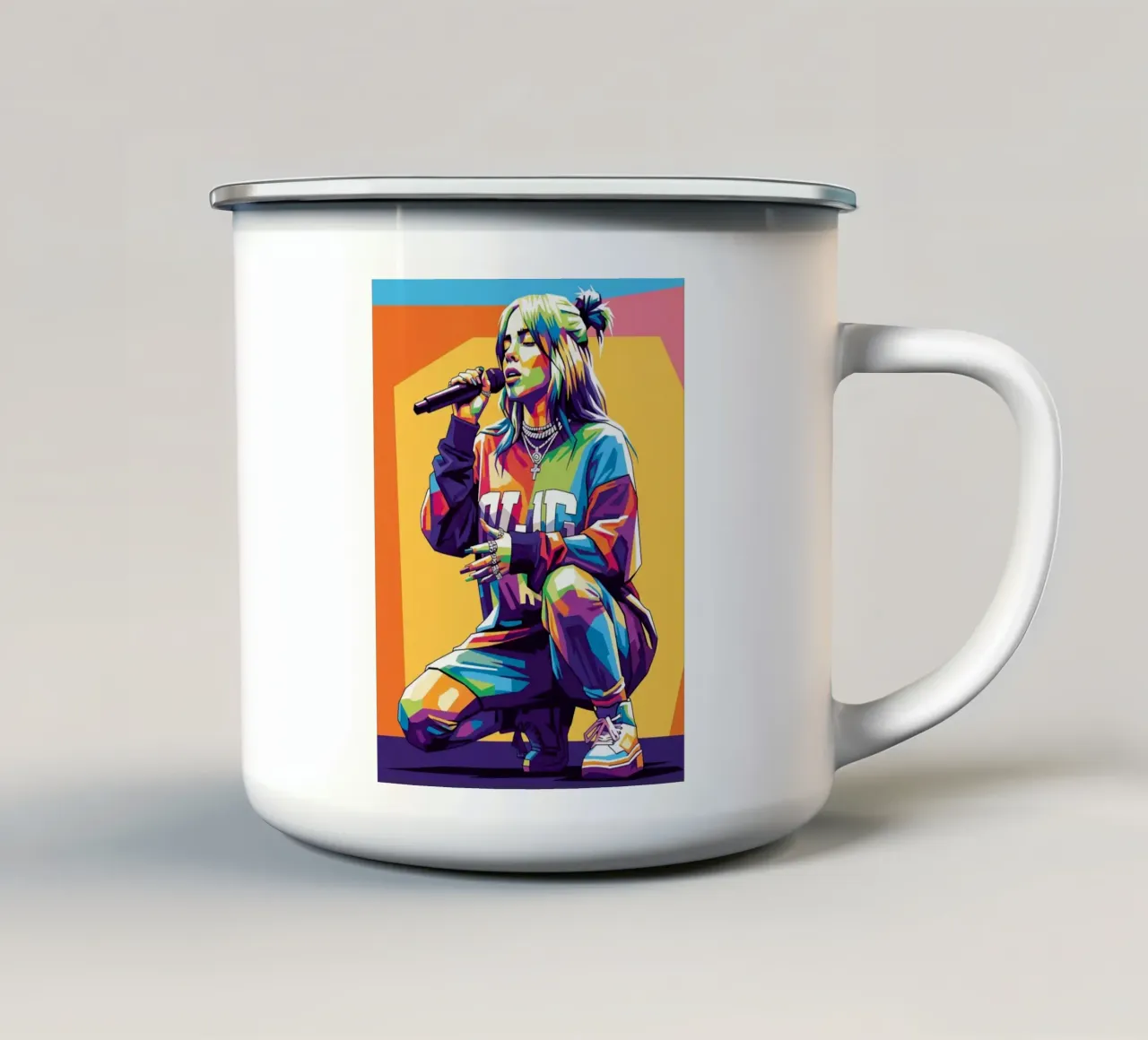Billie Eilish WPAP art style tazza in smalto da Hantamrata