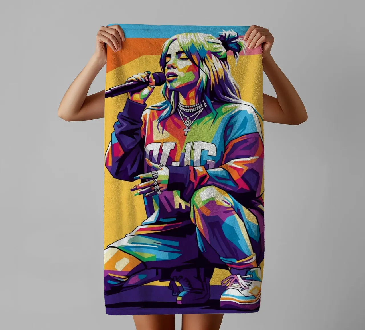 Billie Eilish WPAP art style asciugamano da bagno da Hantamrata