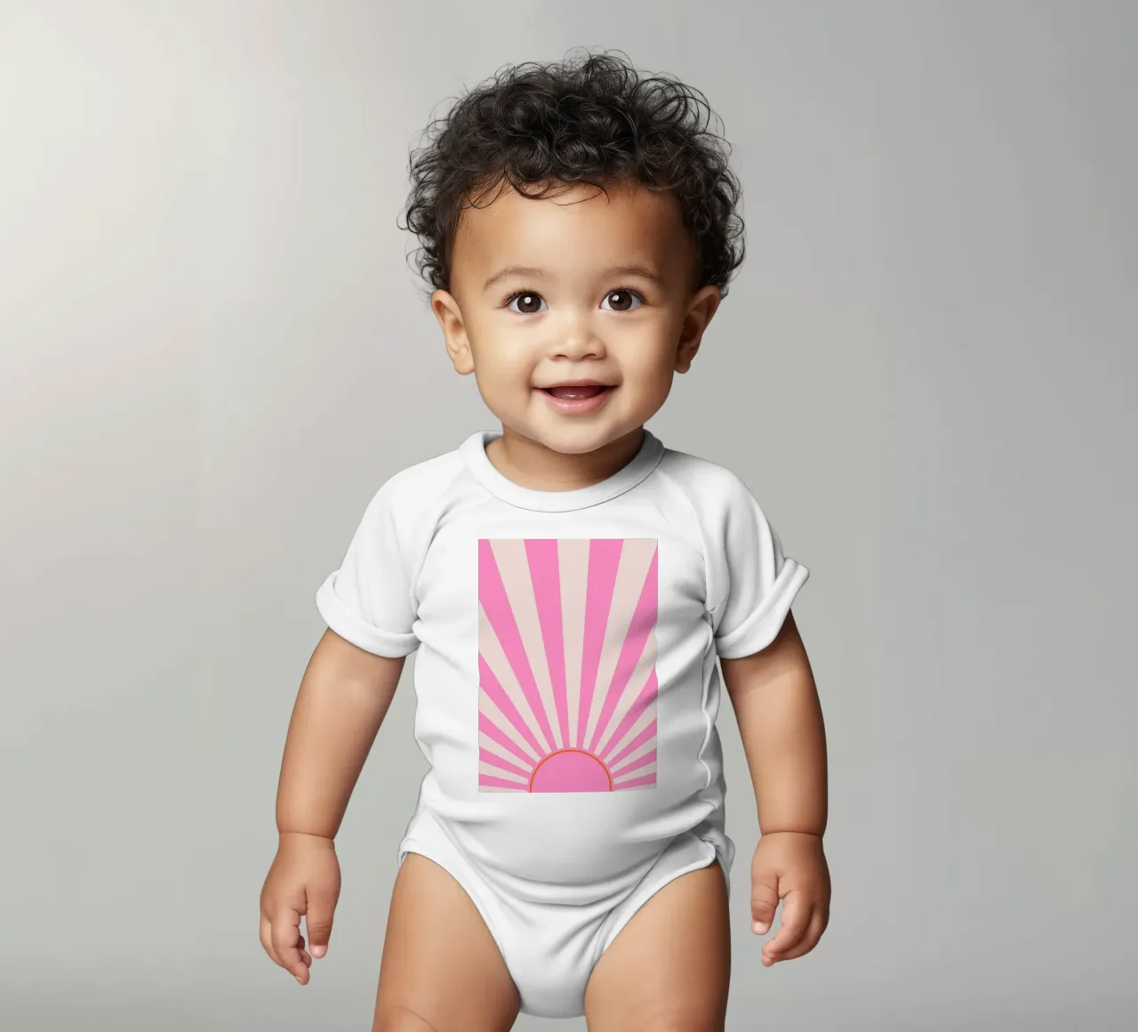 Motif doux et rétro de l'aube dans les tons rose et crème body bébé de The Art Club