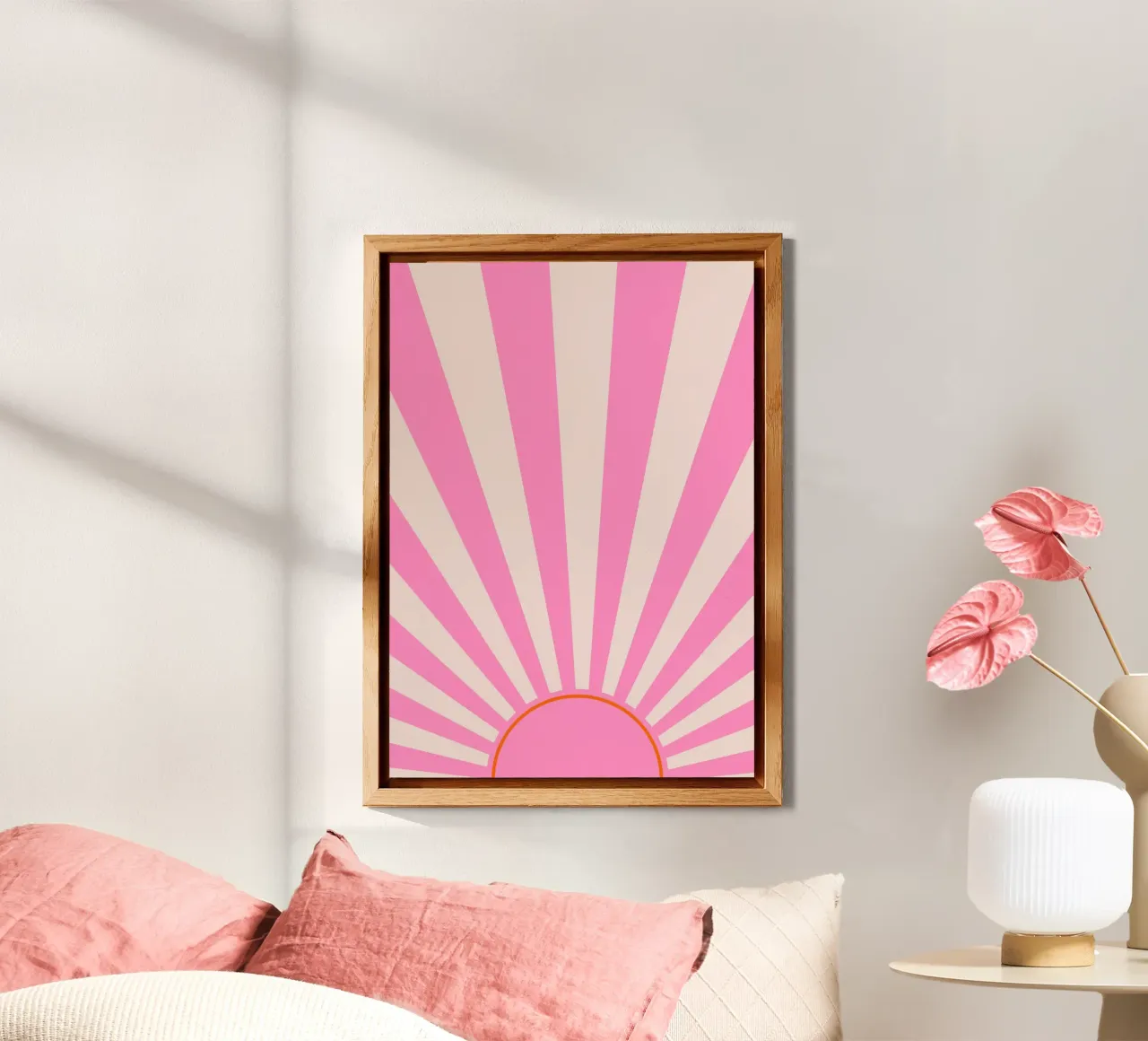 Motif doux et rétro de l'aube dans les tons rose et crème alu dibond de The Art Club