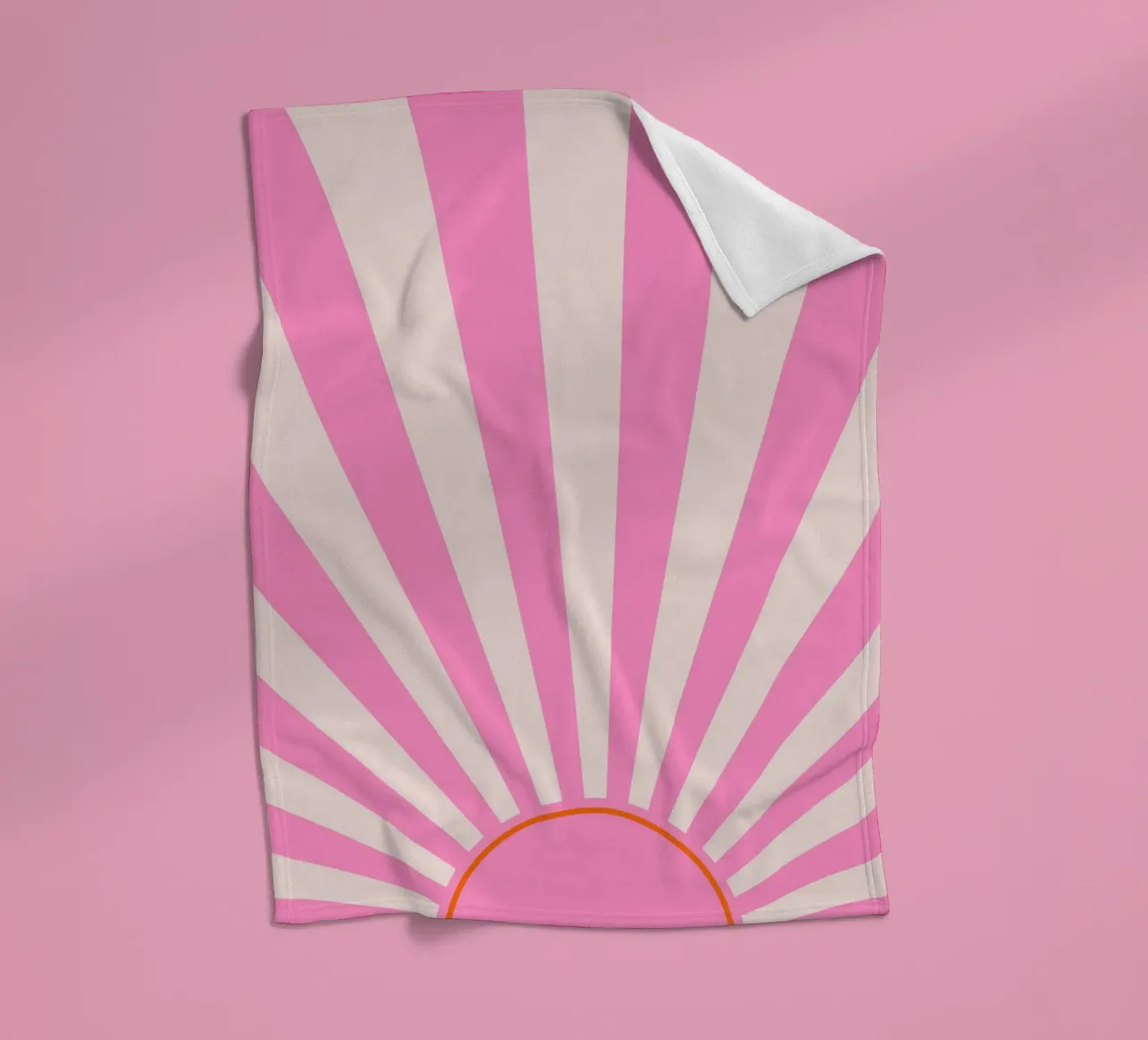 Soft Retro Sunrise Design in Pink and Cream Tones fleece blanket by The Art Club
