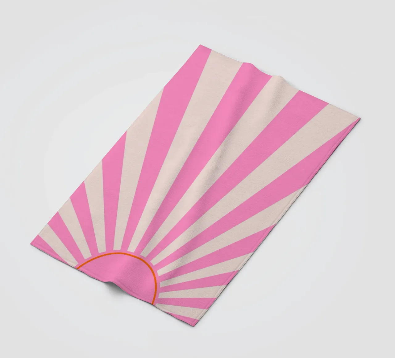 Soft Retro Sunrise Design in Pink and Cream Tones fleece blanket by The Art Club