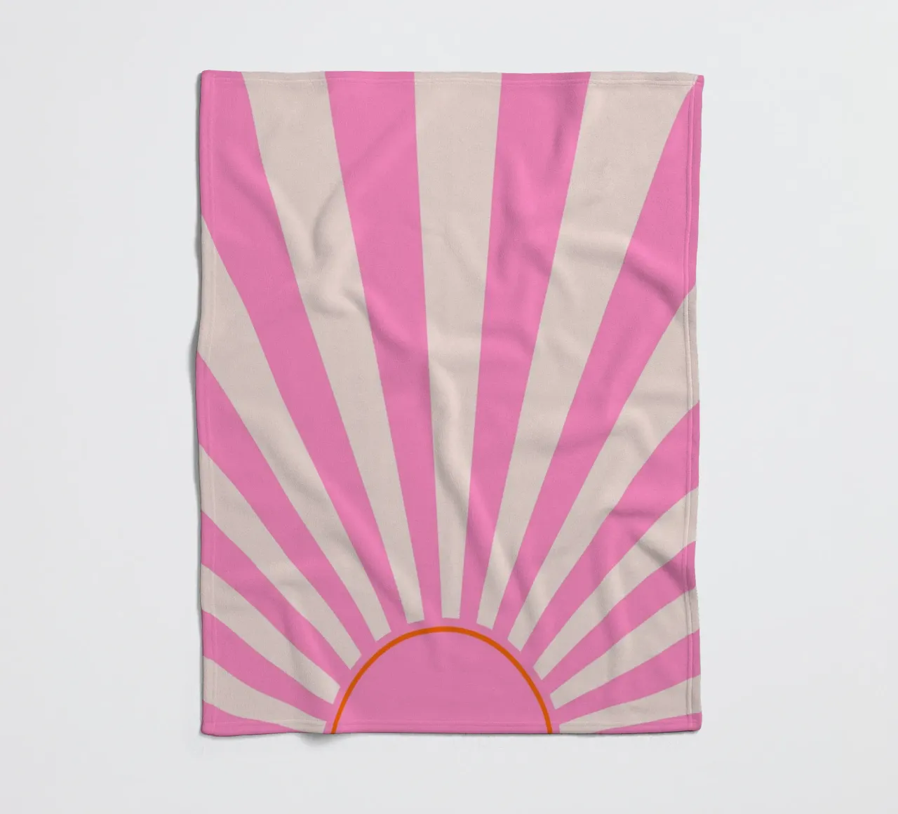 Soft Retro Sunrise Design in Pink and Cream Tones fleece blanket by The Art Club