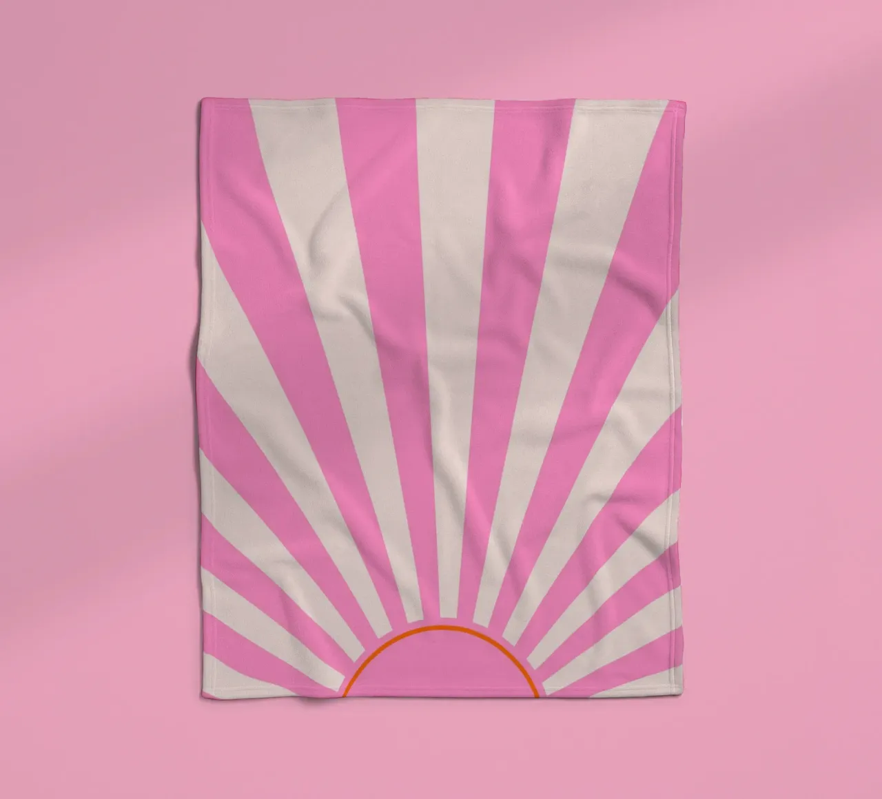 Soft Retro Sunrise Design in Pink and Cream Tones fleece blanket by The Art Club