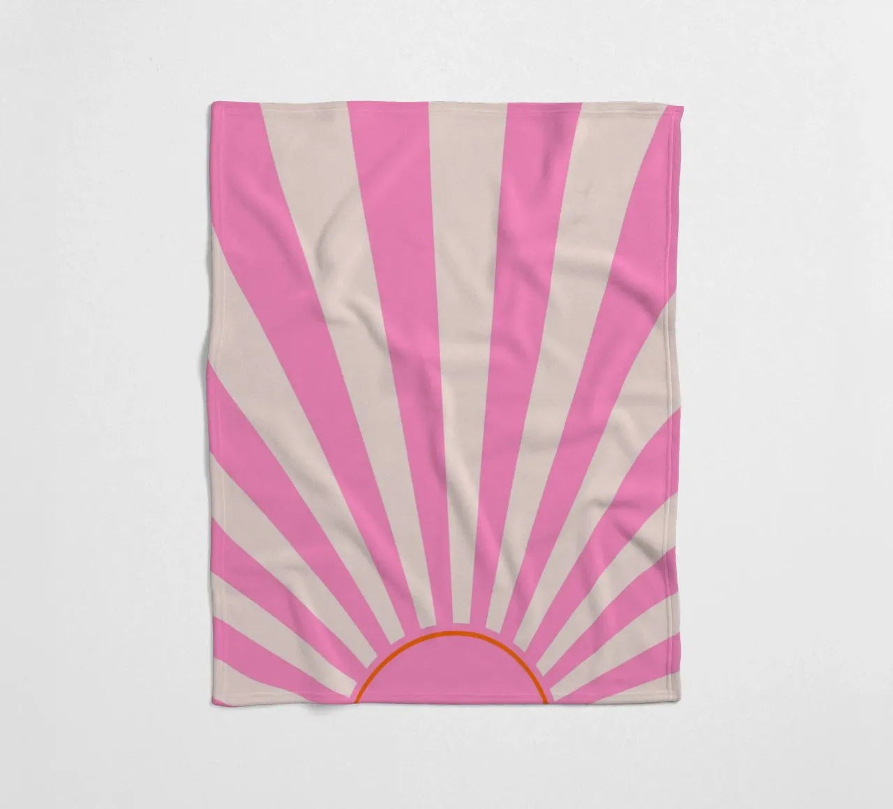 Soft Retro Sunrise Design in Pink and Cream Tones fleece blanket by The Art Club
