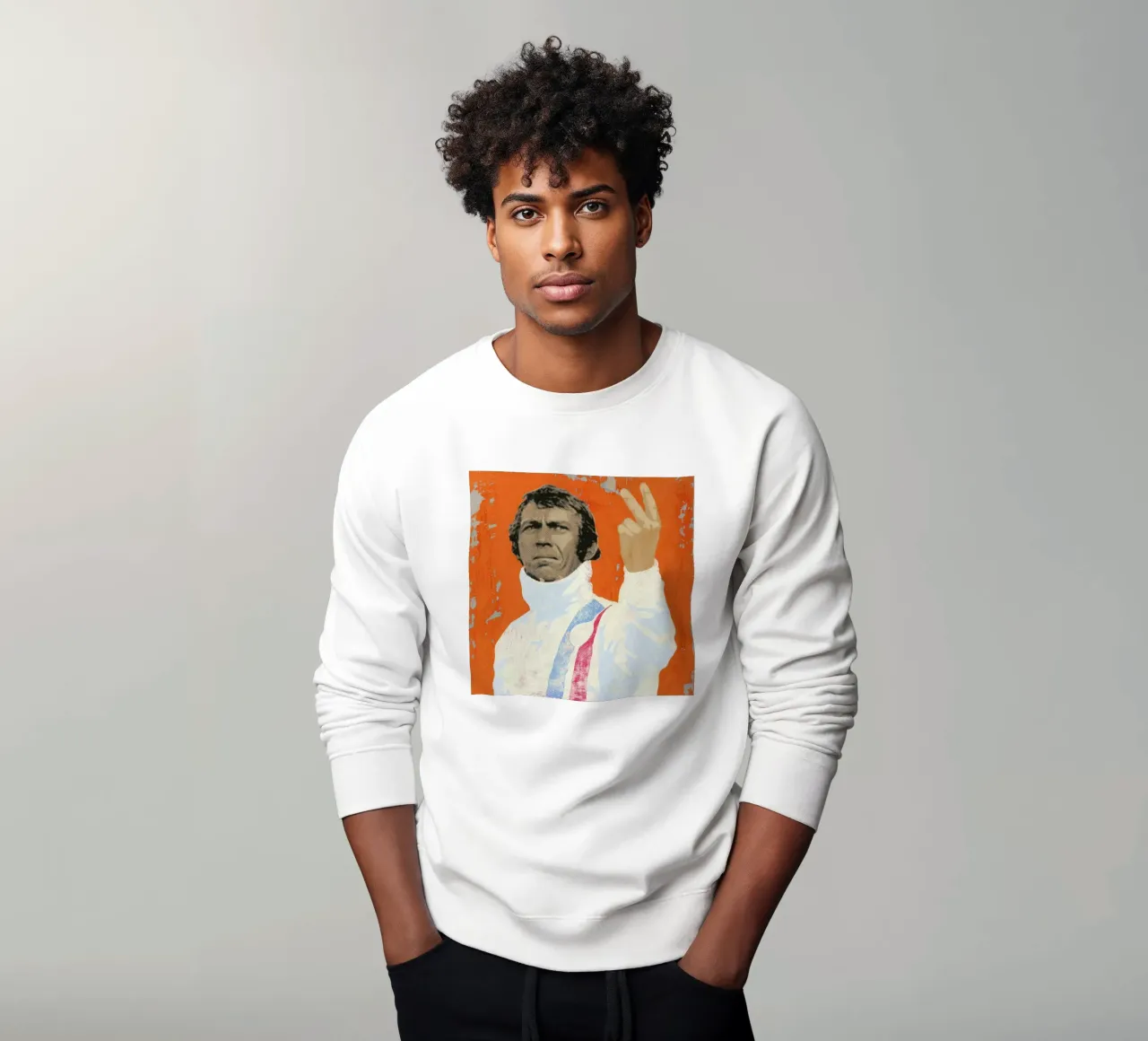 Steve McQueen sweatshirt by Andy Bridge