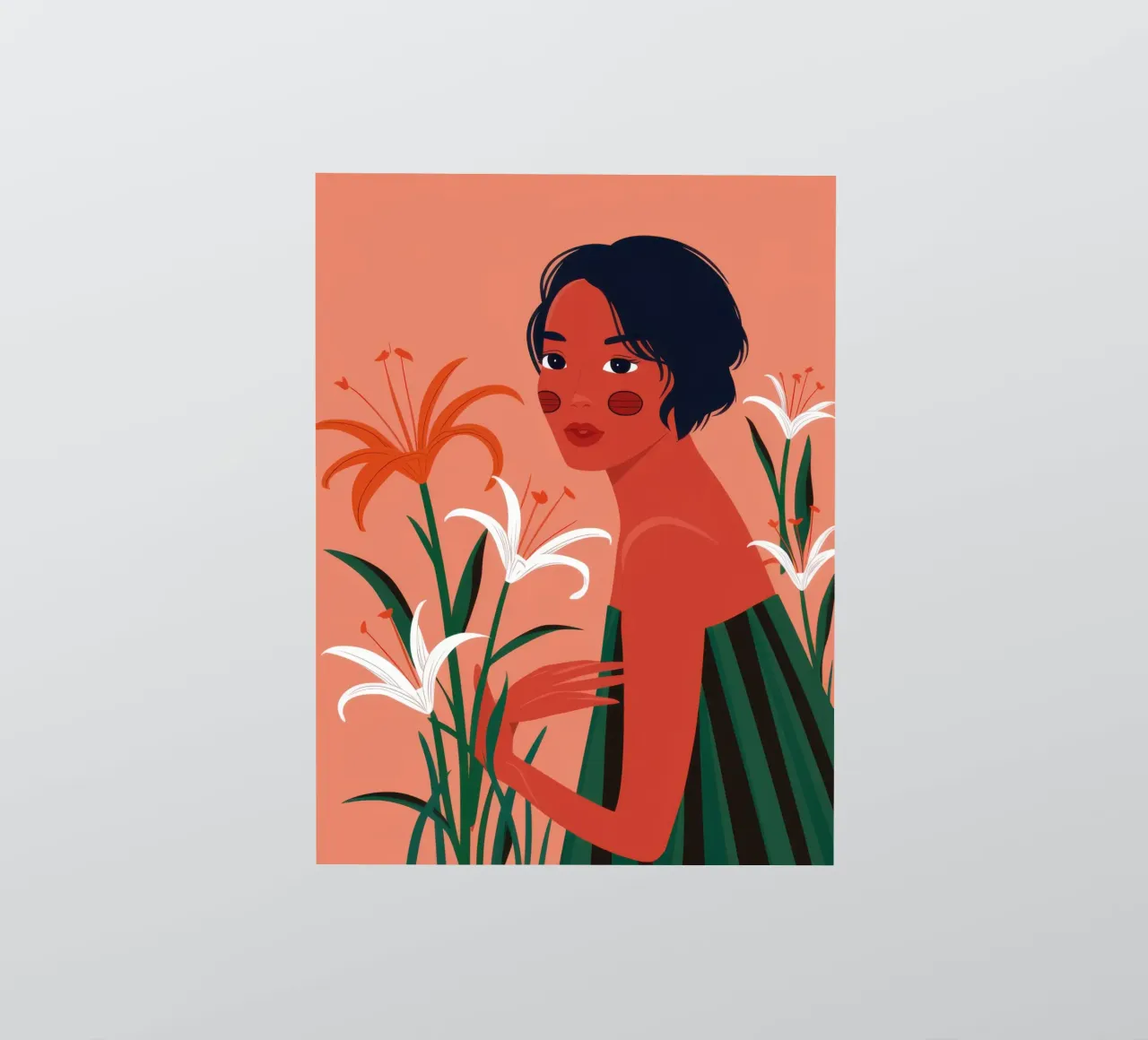Grace with White Lilies sticker by Flock Reverie