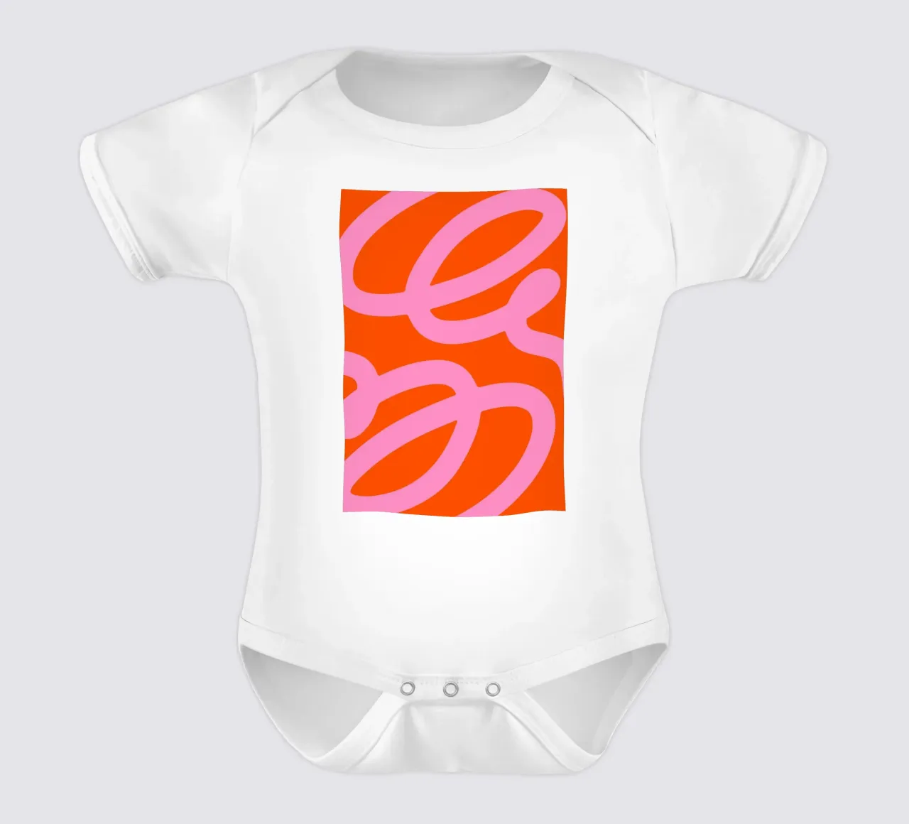 Bold Abstract Scribble Design in Pink and Orange short-sleeve baby romper by The Art Club