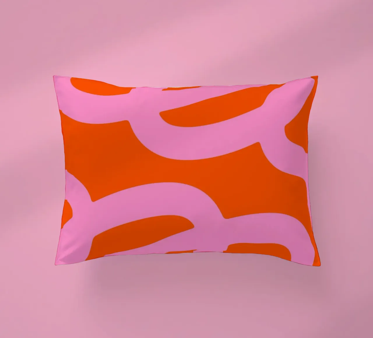 Bold Abstract Scribble Design in Pink and Orange decorative cushion by The Art Club
