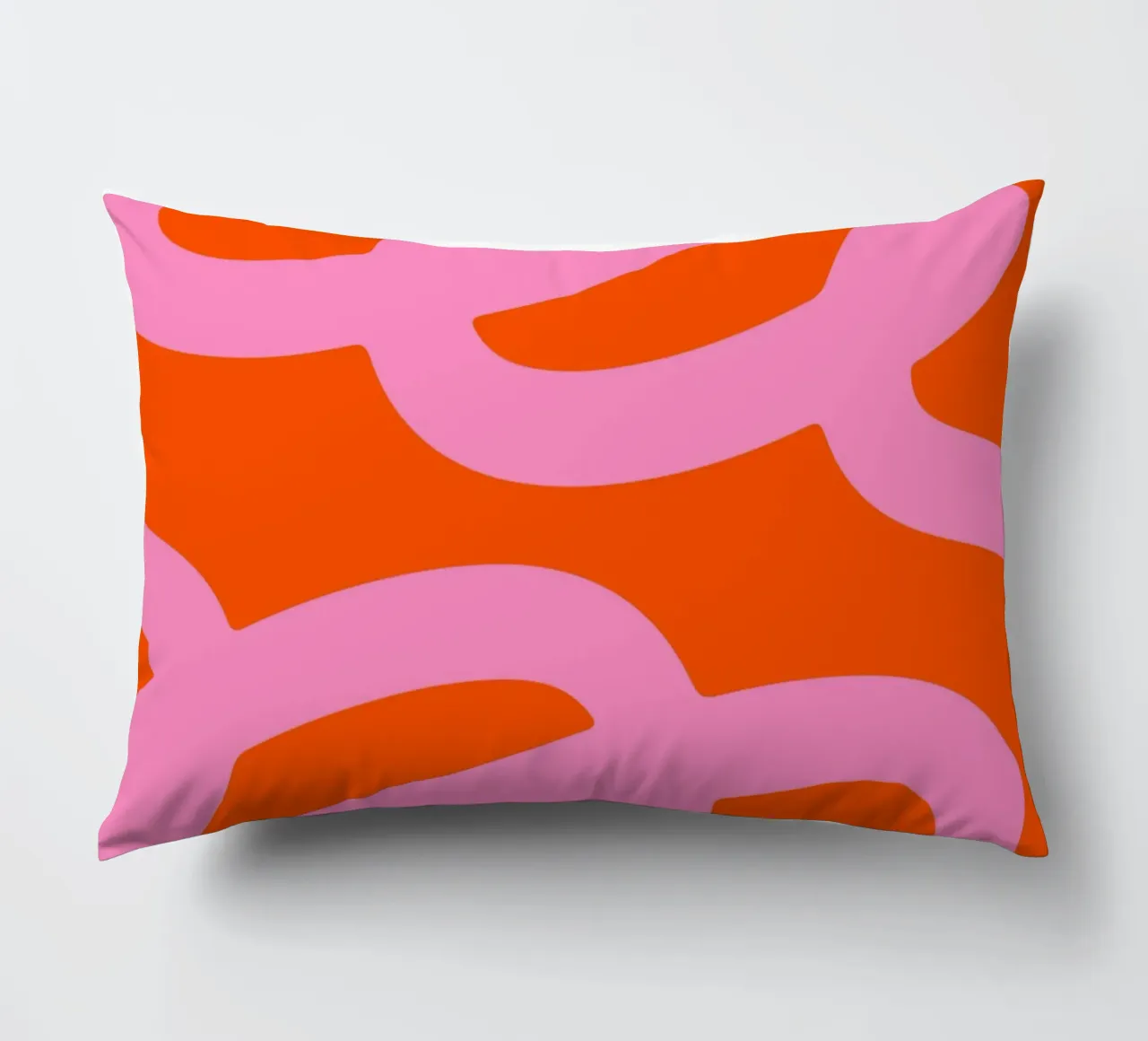 Bold Abstract Scribble Design in Pink and Orange decorative cushion by The Art Club