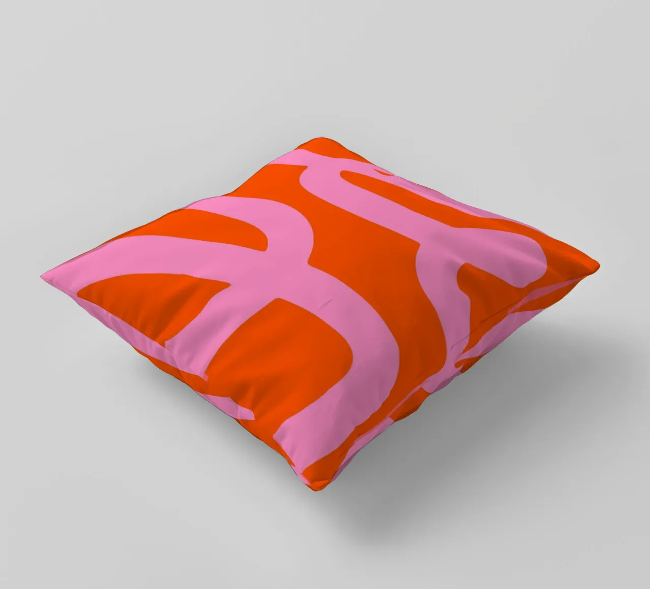 Bold Abstract Scribble Design in Pink and Orange decorative cushion by The Art Club