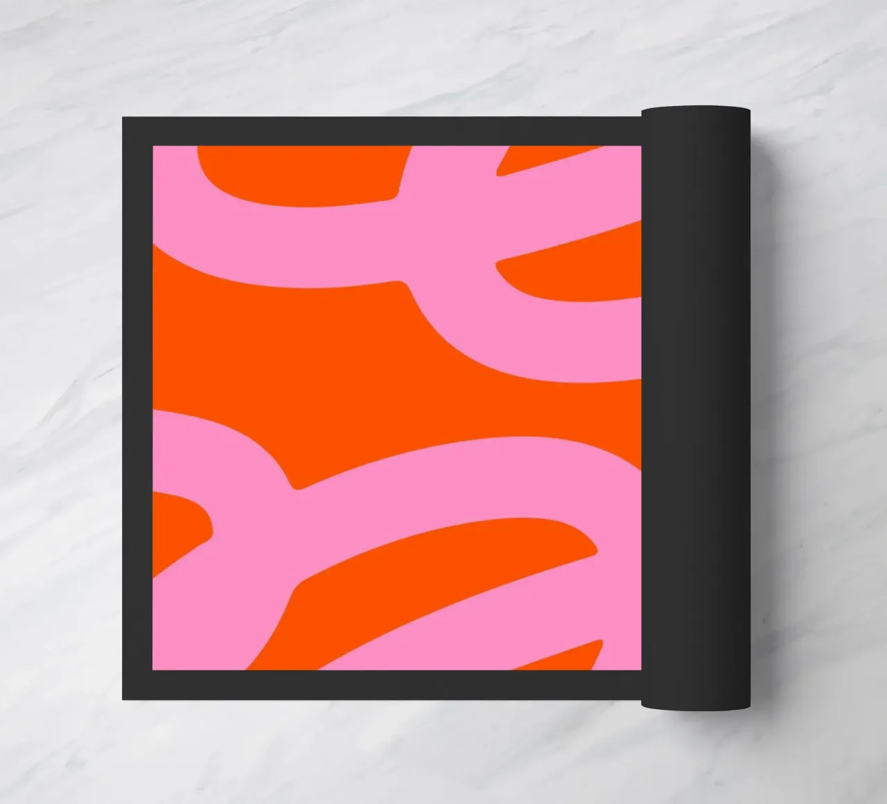 Bold Abstract Scribble Design in Pink and Orange doormat by The Art Club