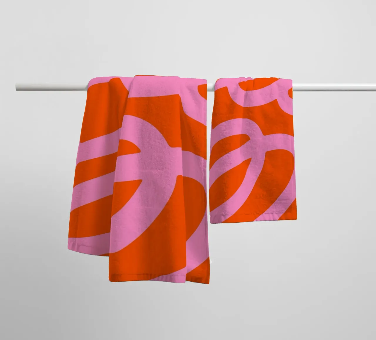 Bold Abstract Scribble Design in Pink and Orange towel by The Art Club