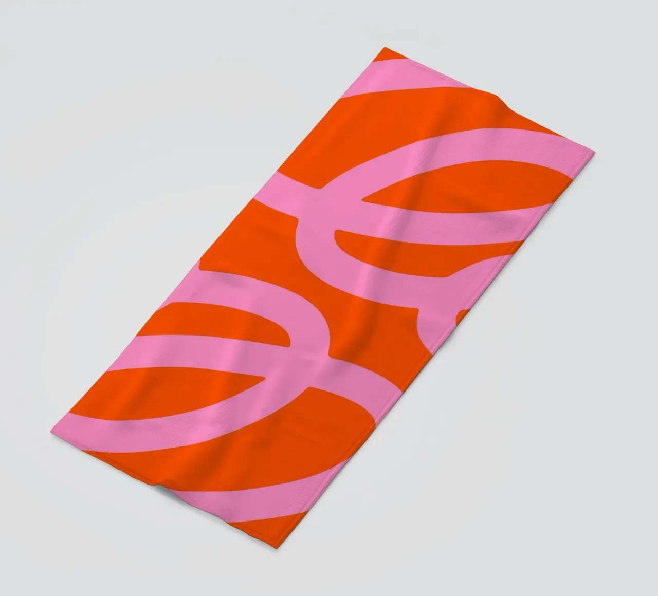 Bold Abstract Scribble Design in Pink and Orange beach towel by The Art Club