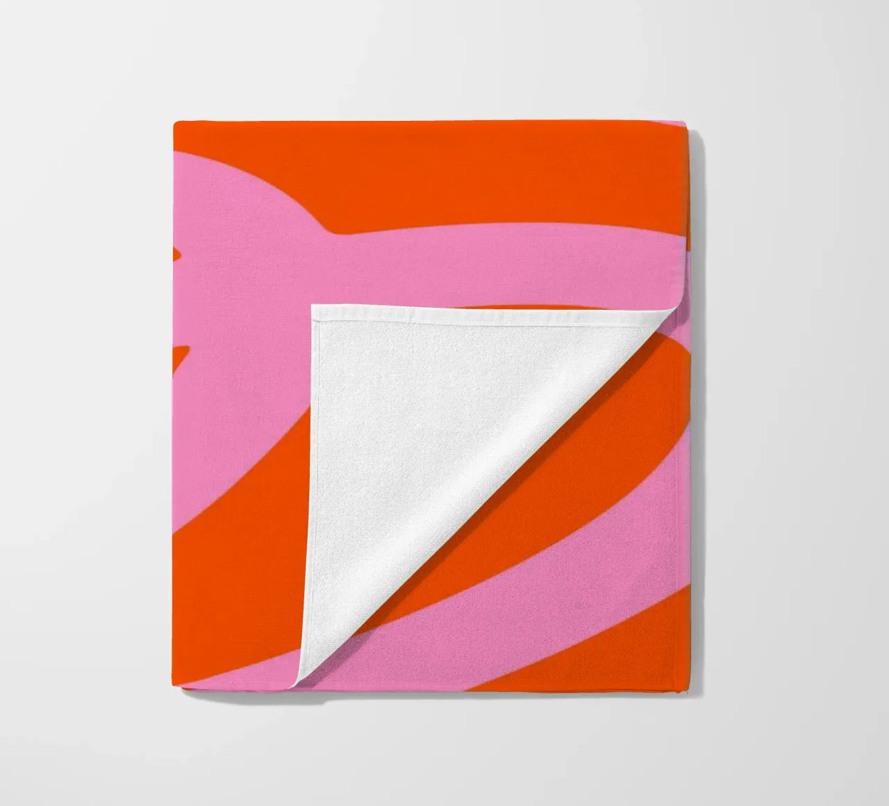 Bold Abstract Scribble Design in Pink and Orange beach towel by The Art Club