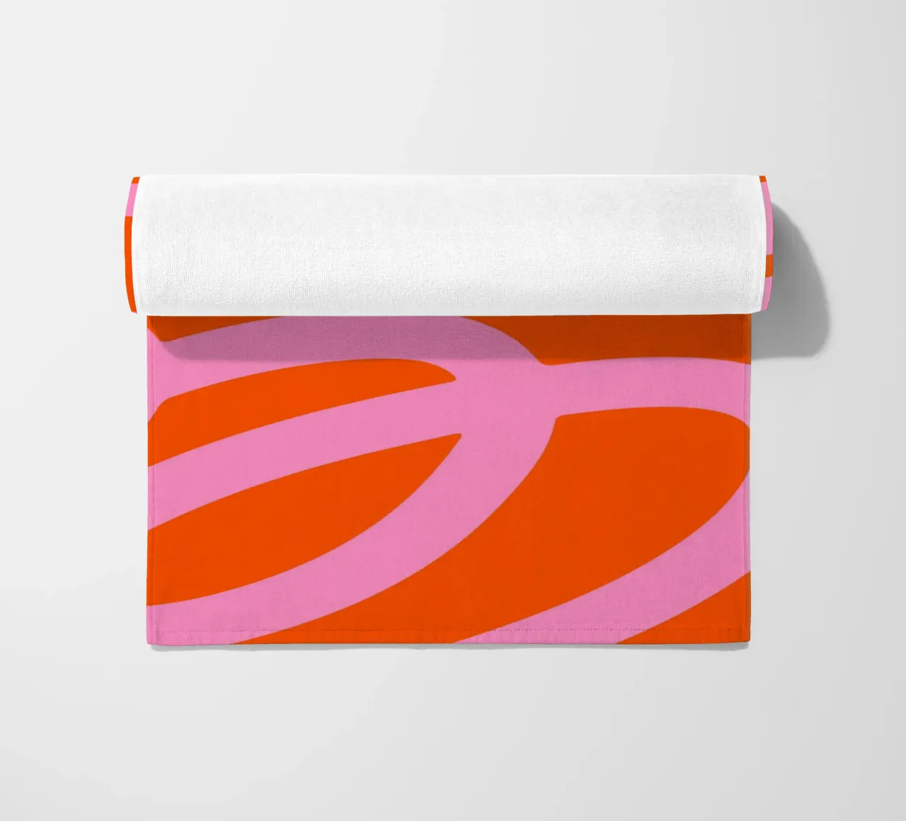 Bold Abstract Scribble Design in Pink and Orange beach towel by The Art Club