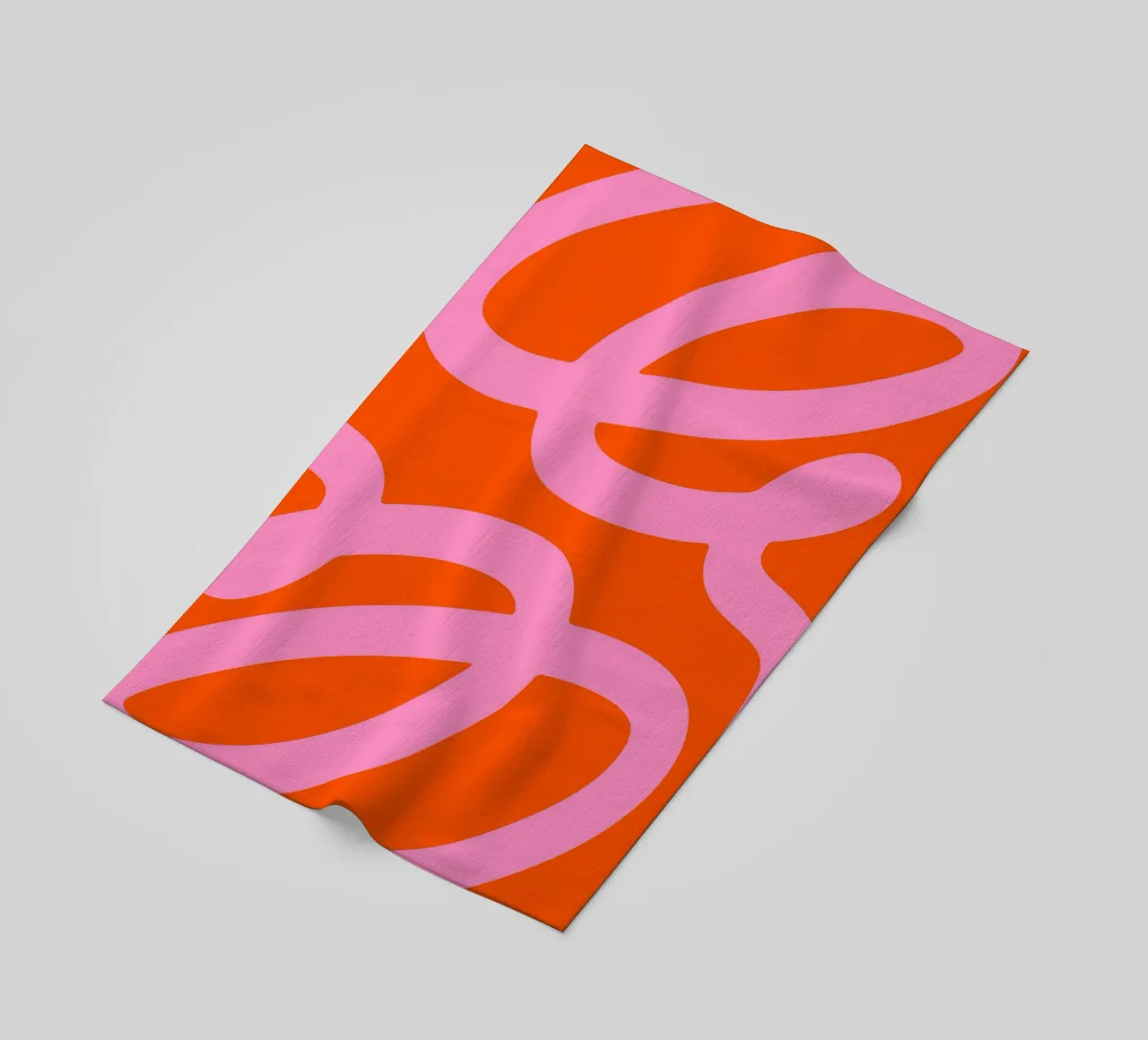 Bold Abstract Scribble Design in Pink and Orange beach towel by The Art Club