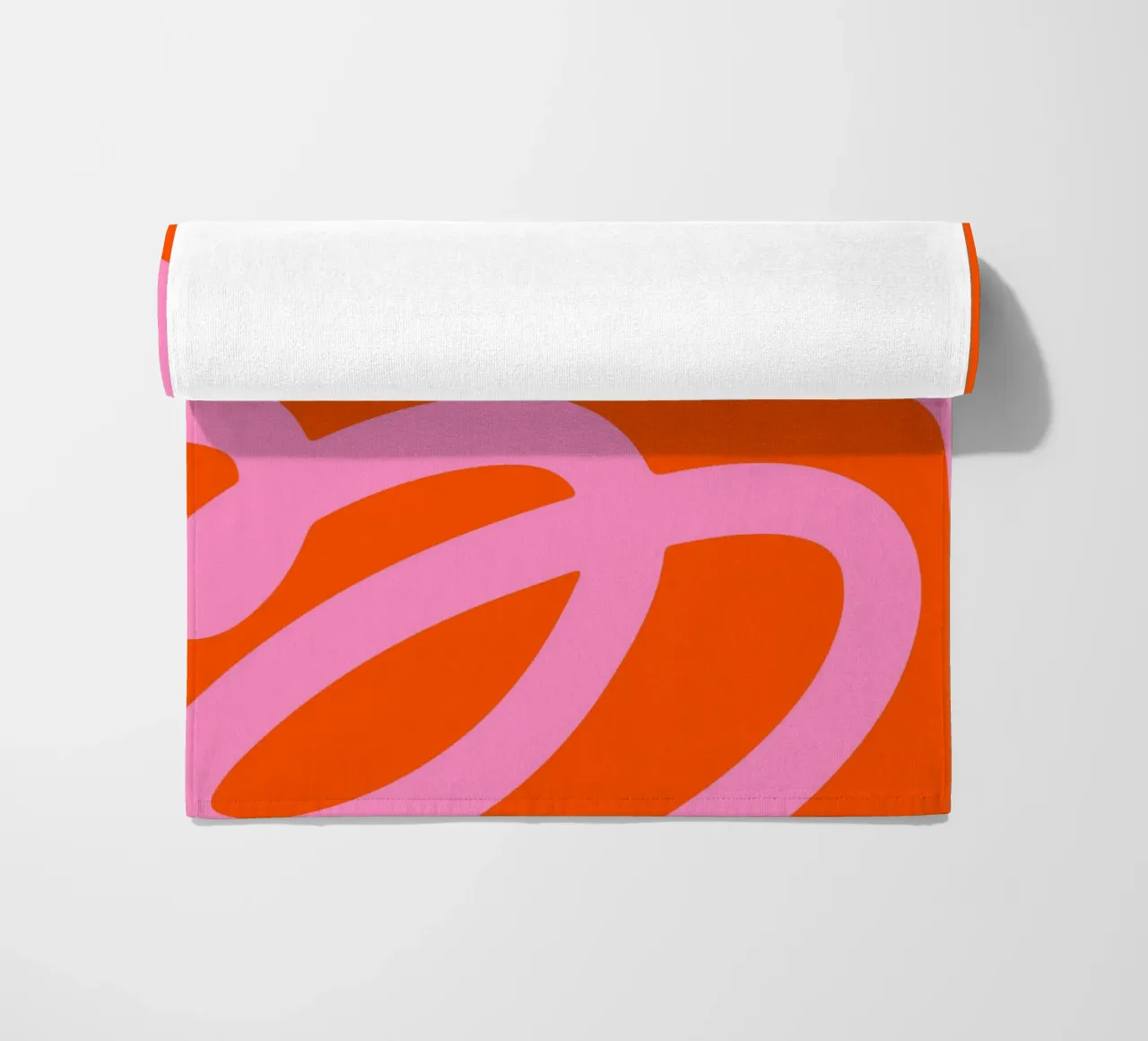 Bold Abstract Scribble Design in Pink and Orange beach towel by The Art Club