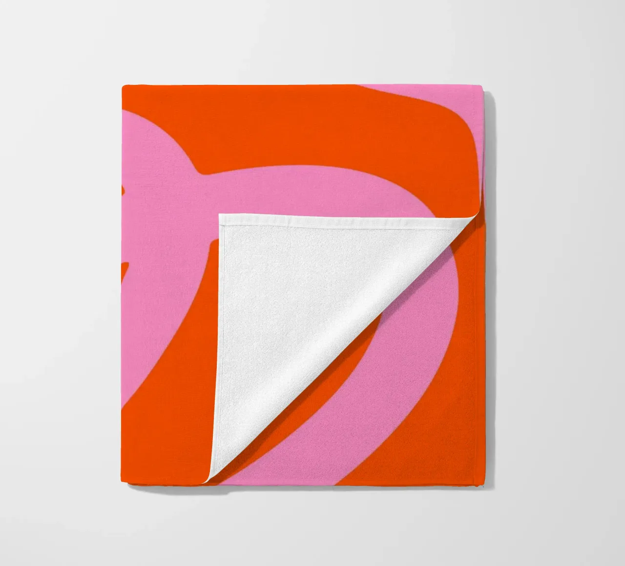 Bold Abstract Scribble Design in Pink and Orange beach towel by The Art Club
