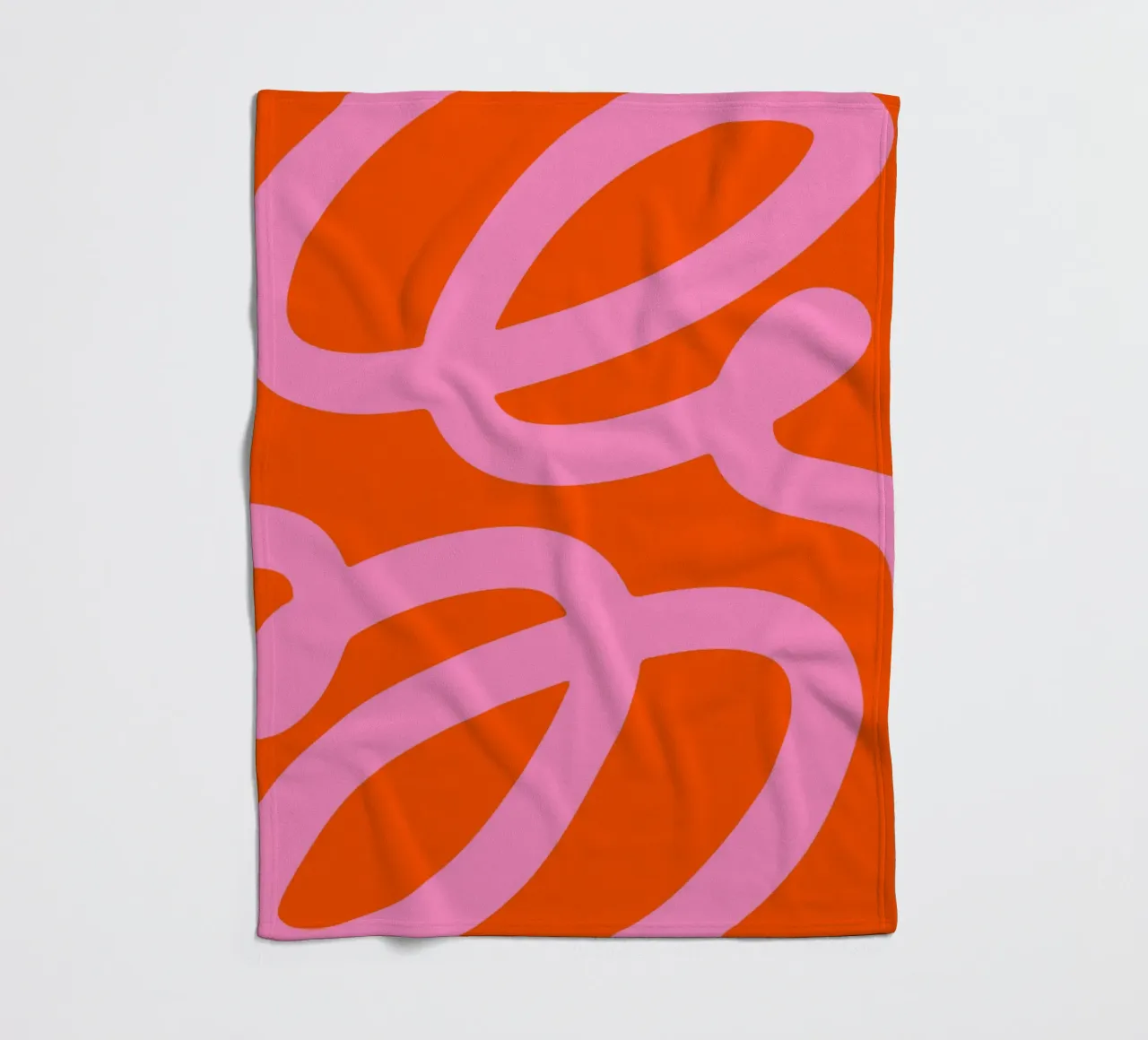 Bold Abstract Scribble Design in Pink and Orange fleece blanket by The Art Club