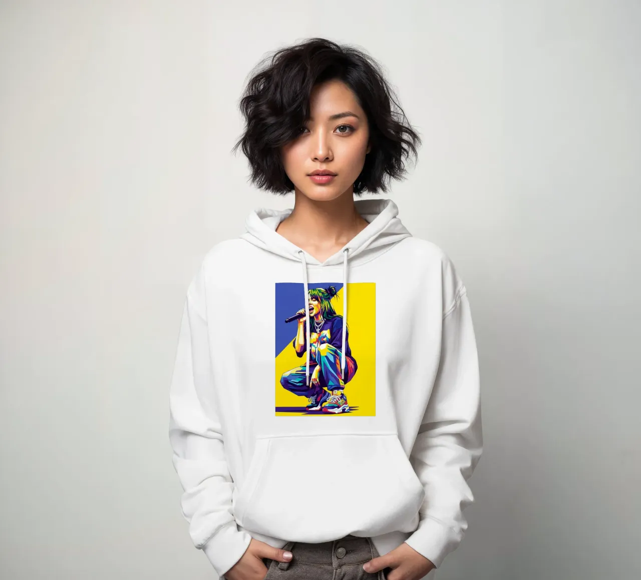 Billie Eilish in WPAP art style felpa con cappuccio da Hantamrata