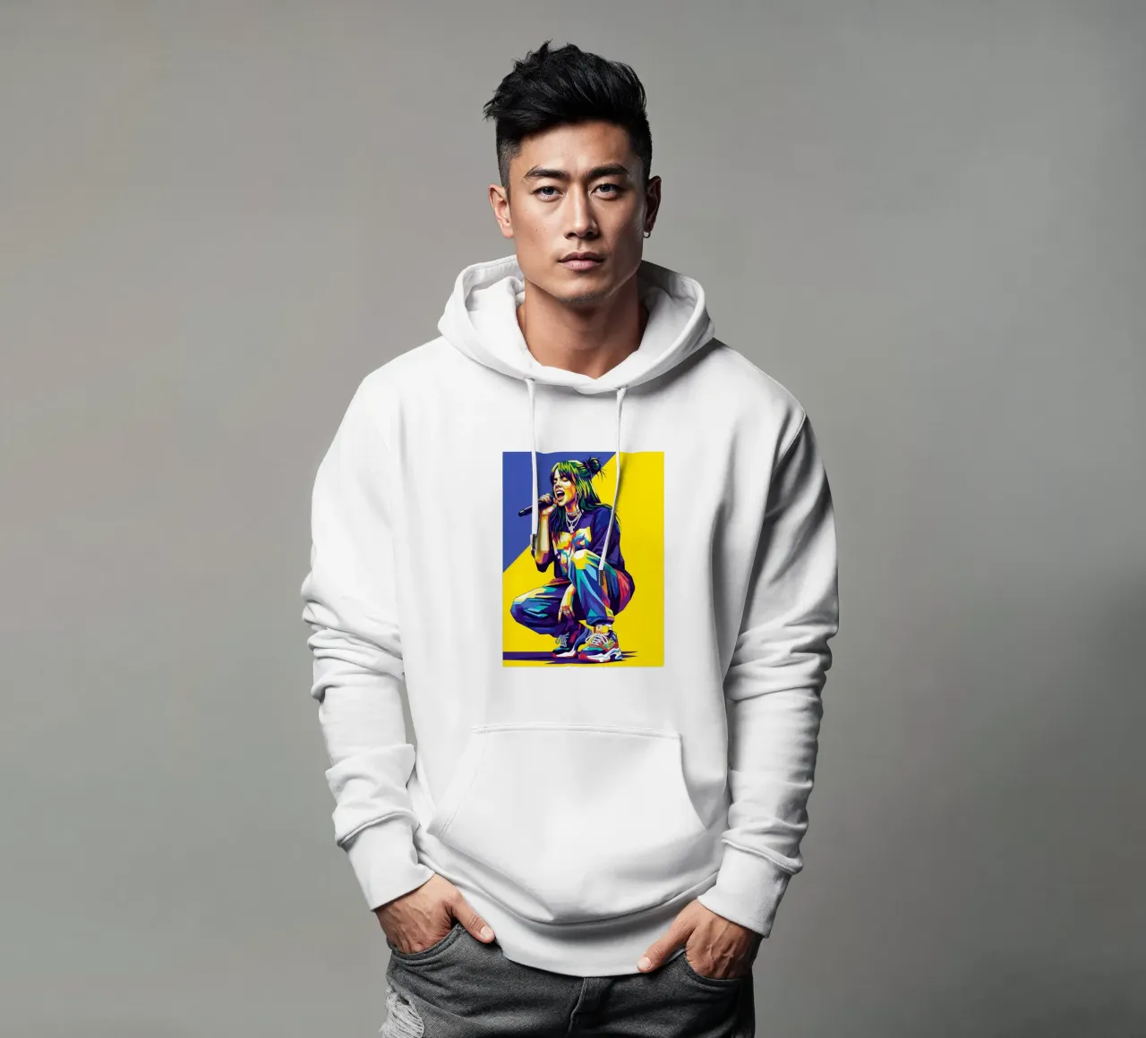 Billie Eilish in WPAP art style felpa con cappuccio da Hantamrata