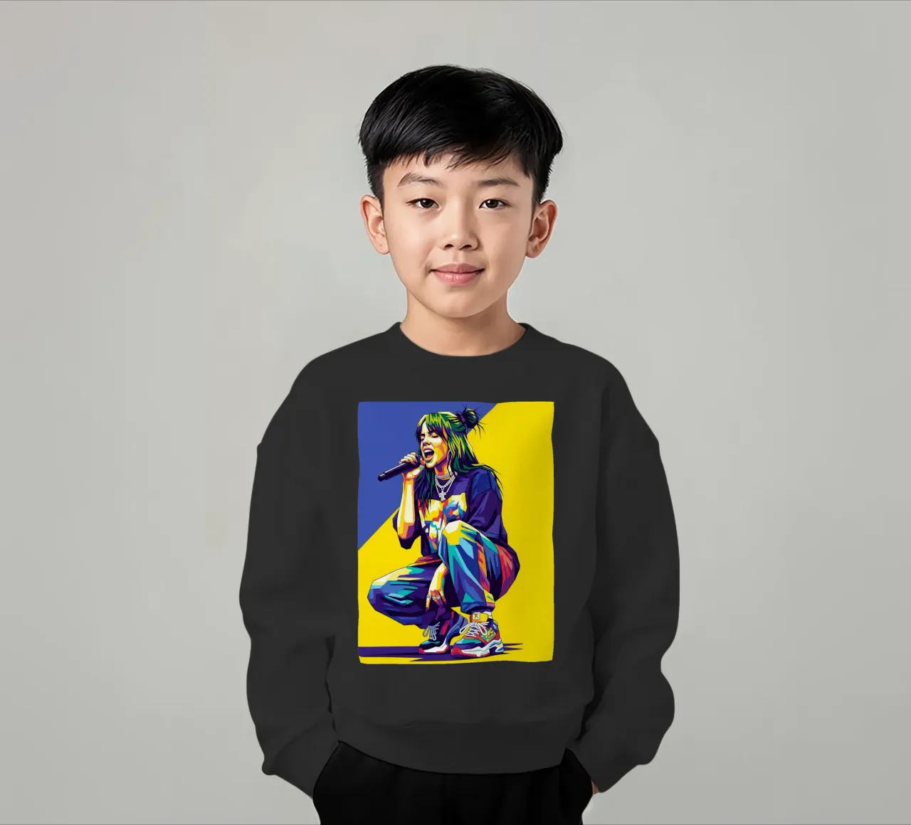 Billie Eilish in WPAP art style felpa bambino da Hantamrata