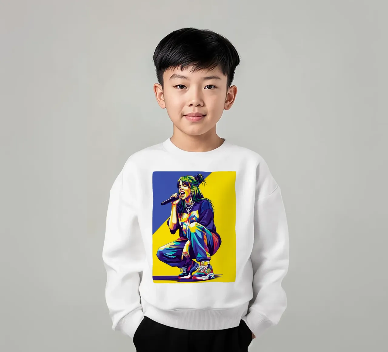 Billie Eilish in WPAP art style felpa bambino da Hantamrata