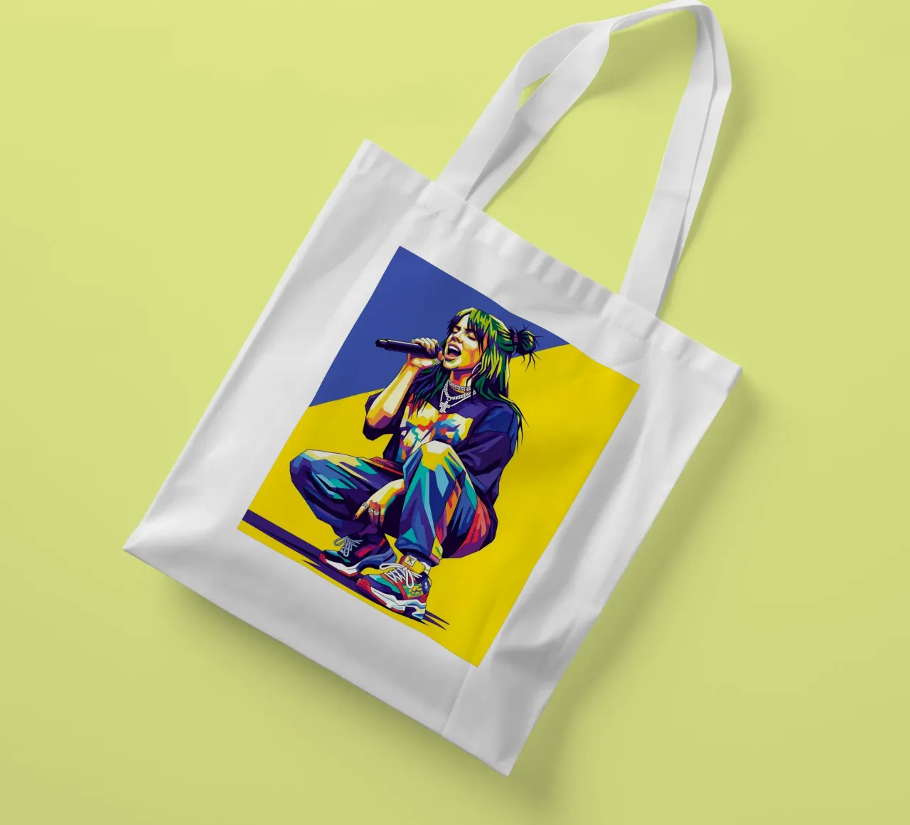 Billie Eilish in WPAP art style borsa in juta da Hantamrata