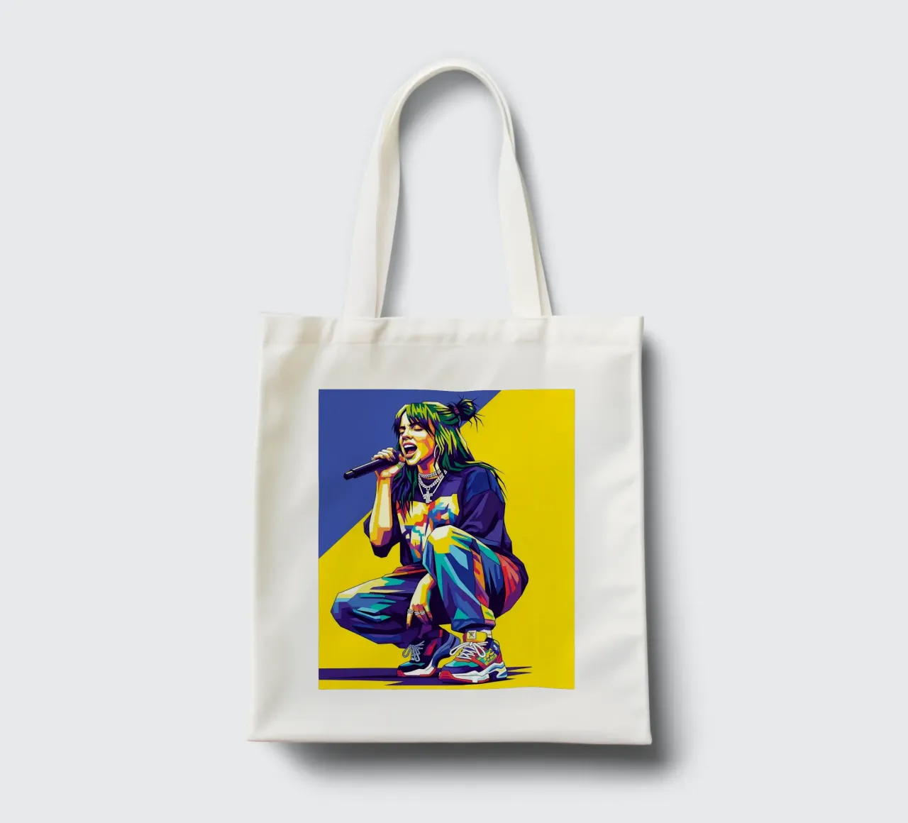 Billie Eilish in WPAP art style borsa in juta da Hantamrata