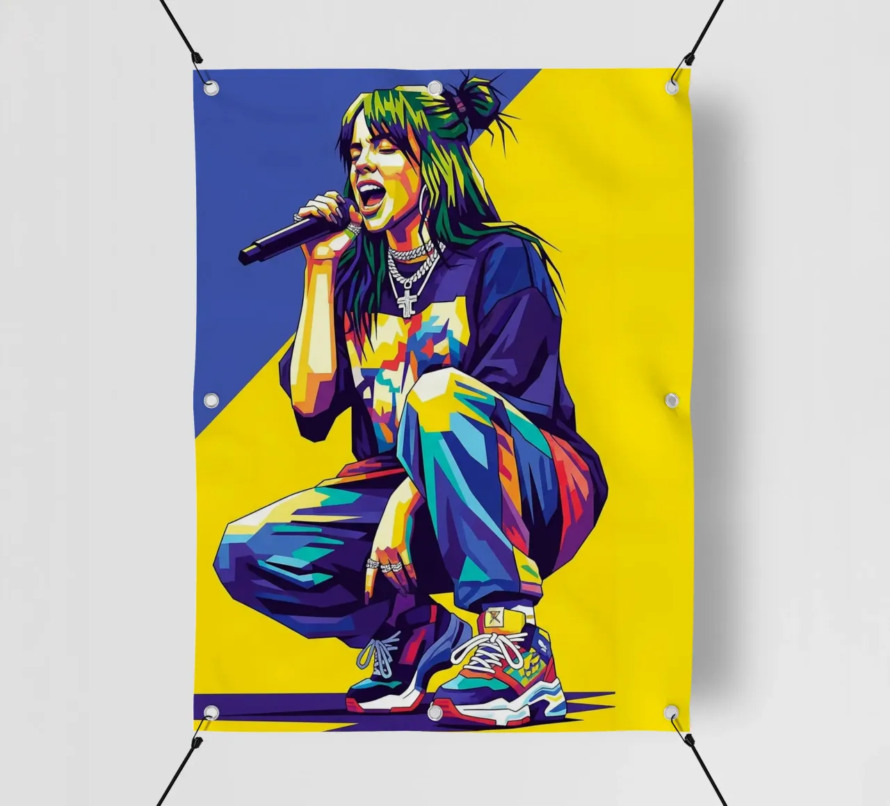 Billie Eilish in WPAP art style telo in pvc da Hantamrata